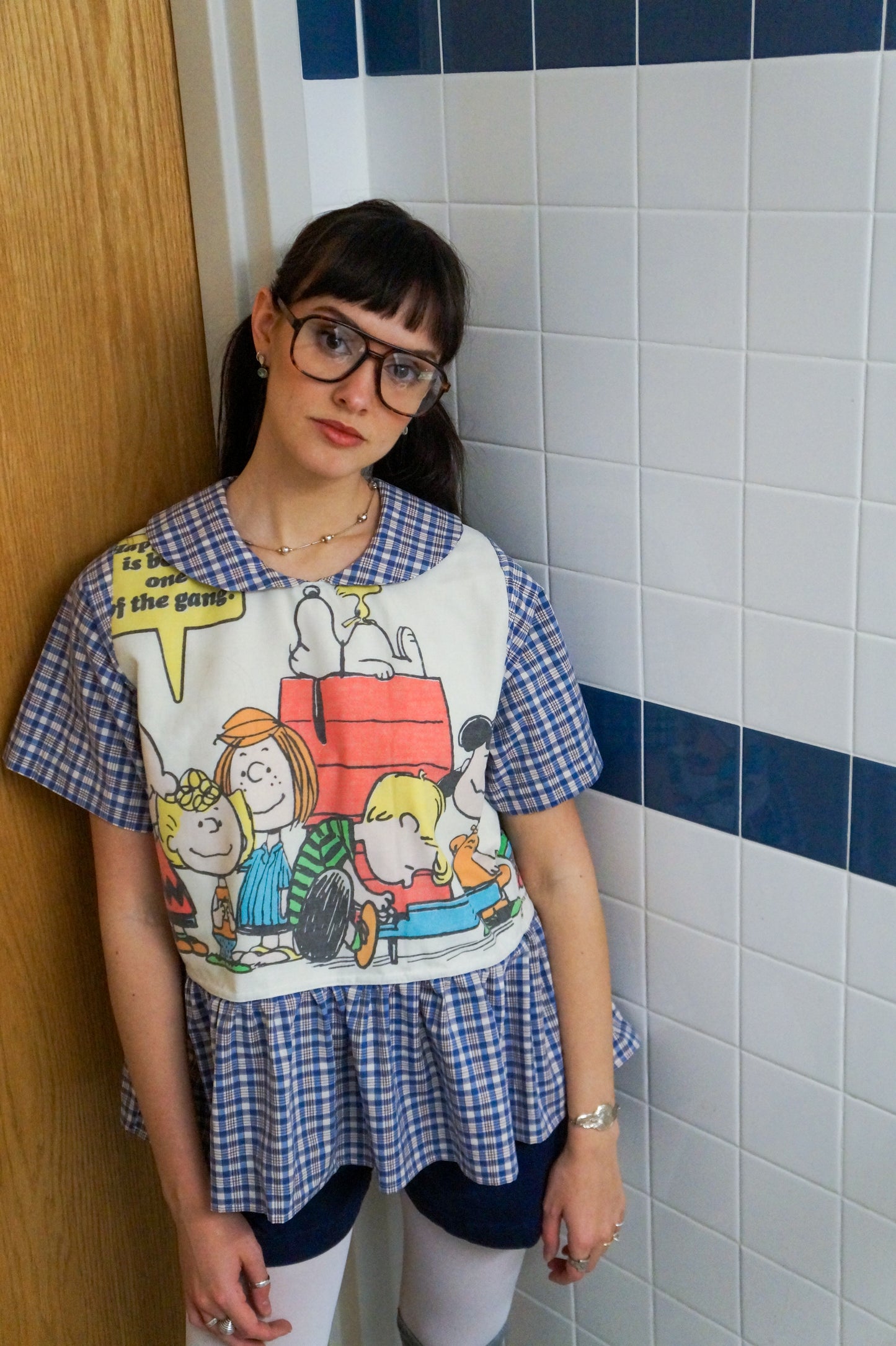 Handmade vtg peanuts peter pan collar babydoll blouse (S)