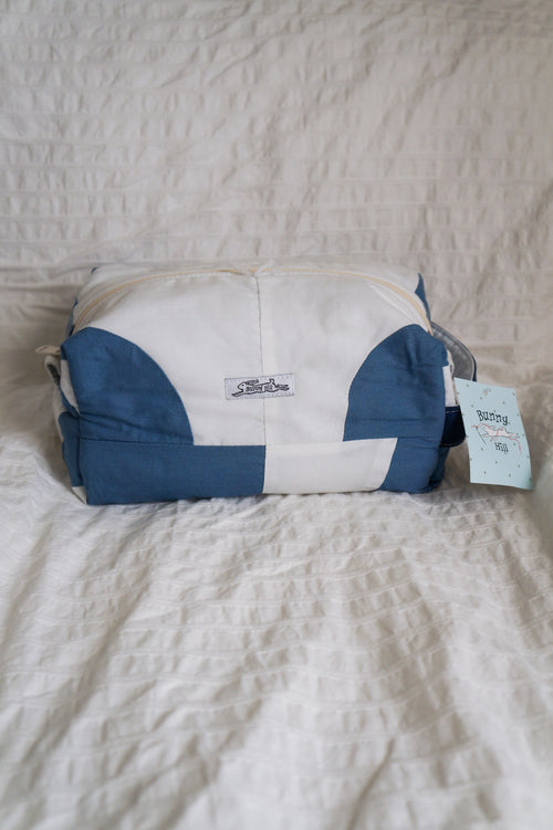 Handmade blue + white quilt jumbo box pouch