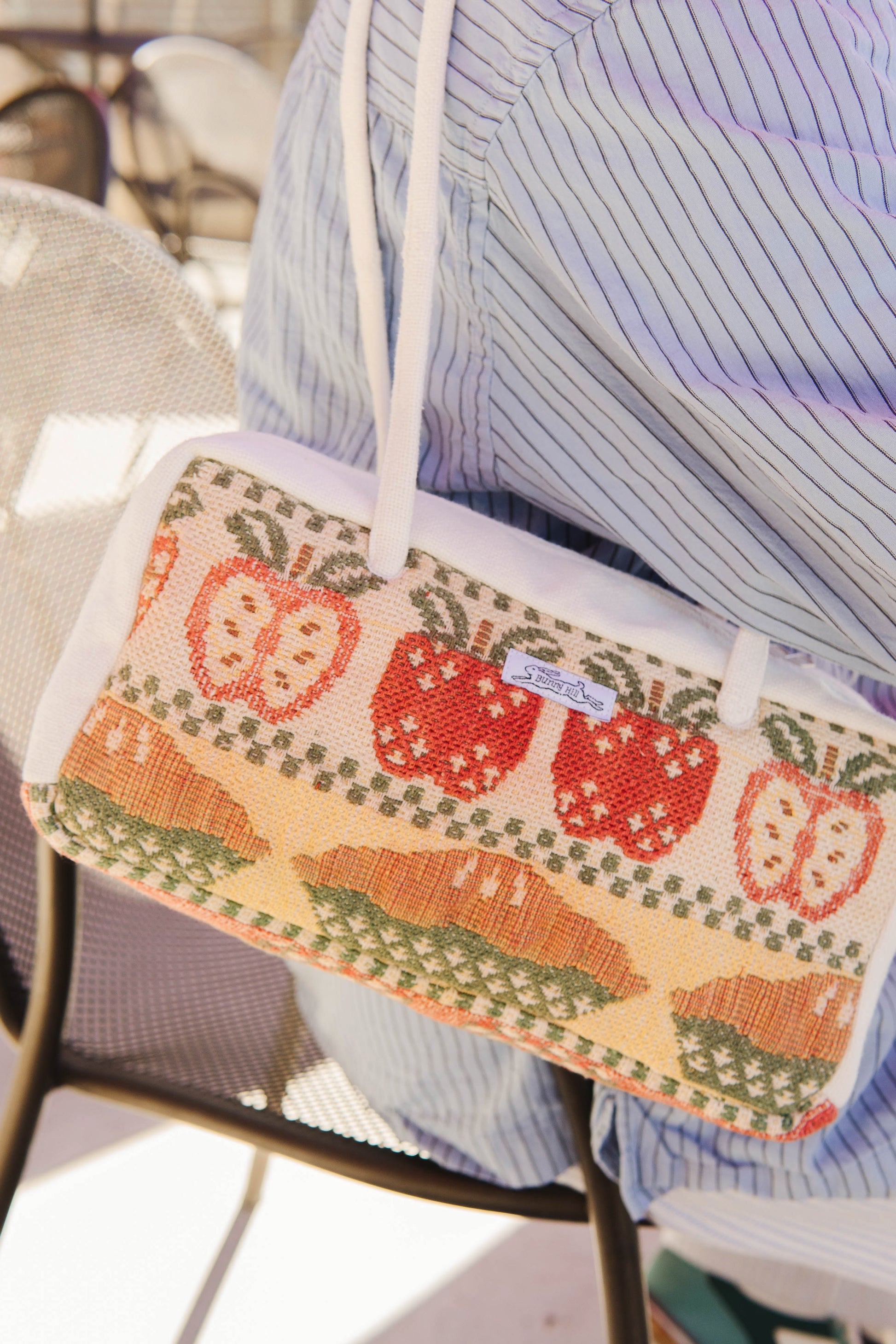 Handmade woven apple pie placemat embroidery bowler bag