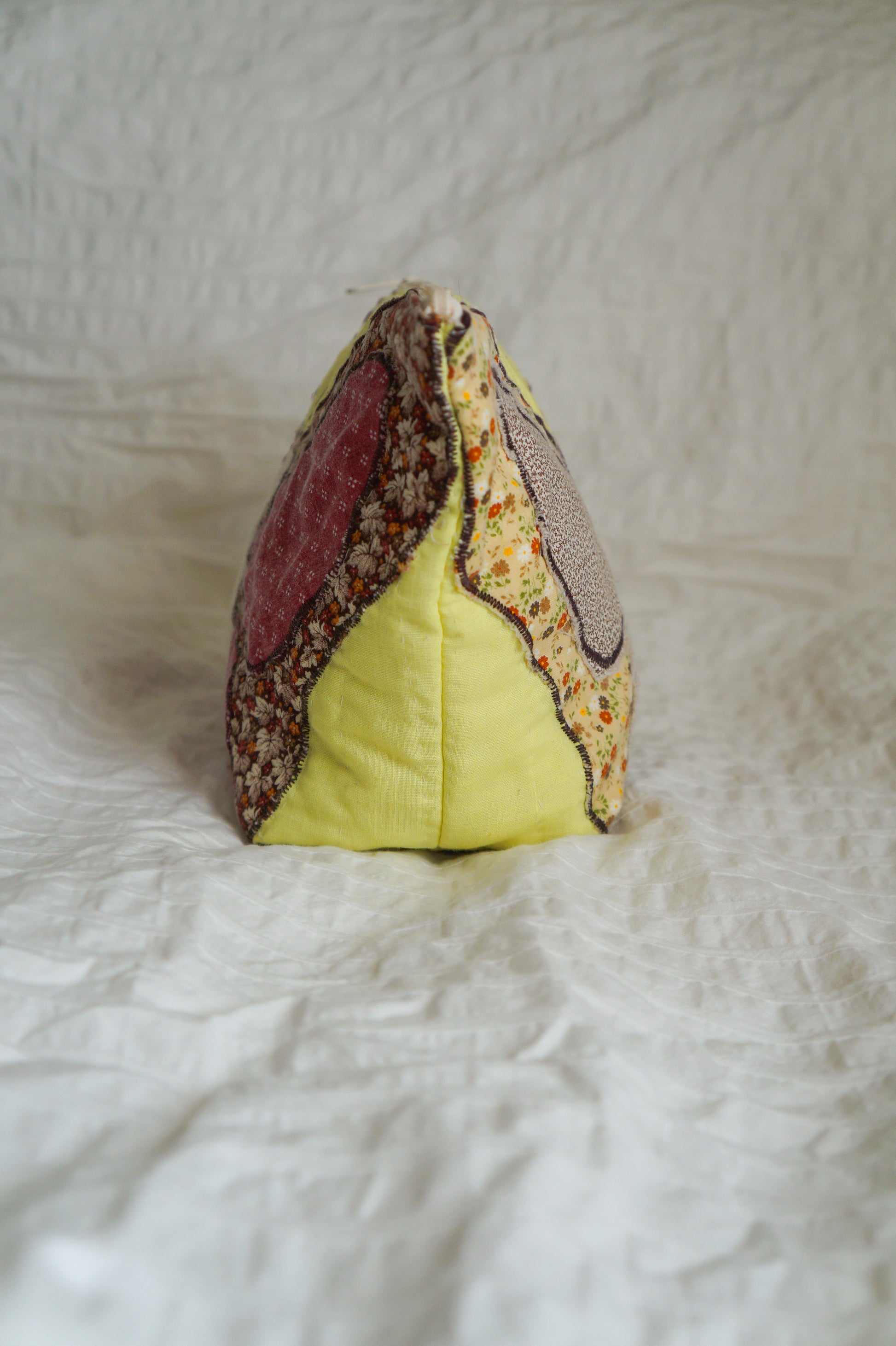 Handmade large butterfly appliqué quilt corner pouch