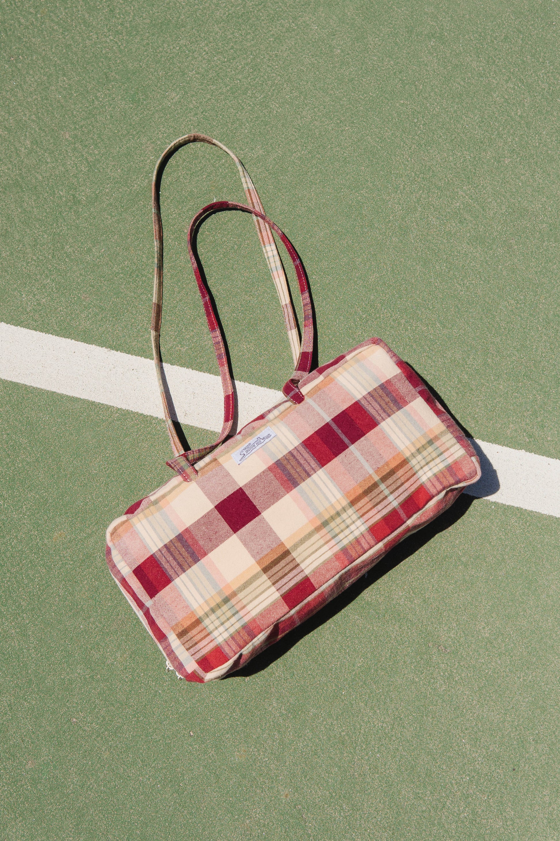 Handmade vtg plaid tablecloth bowler bag