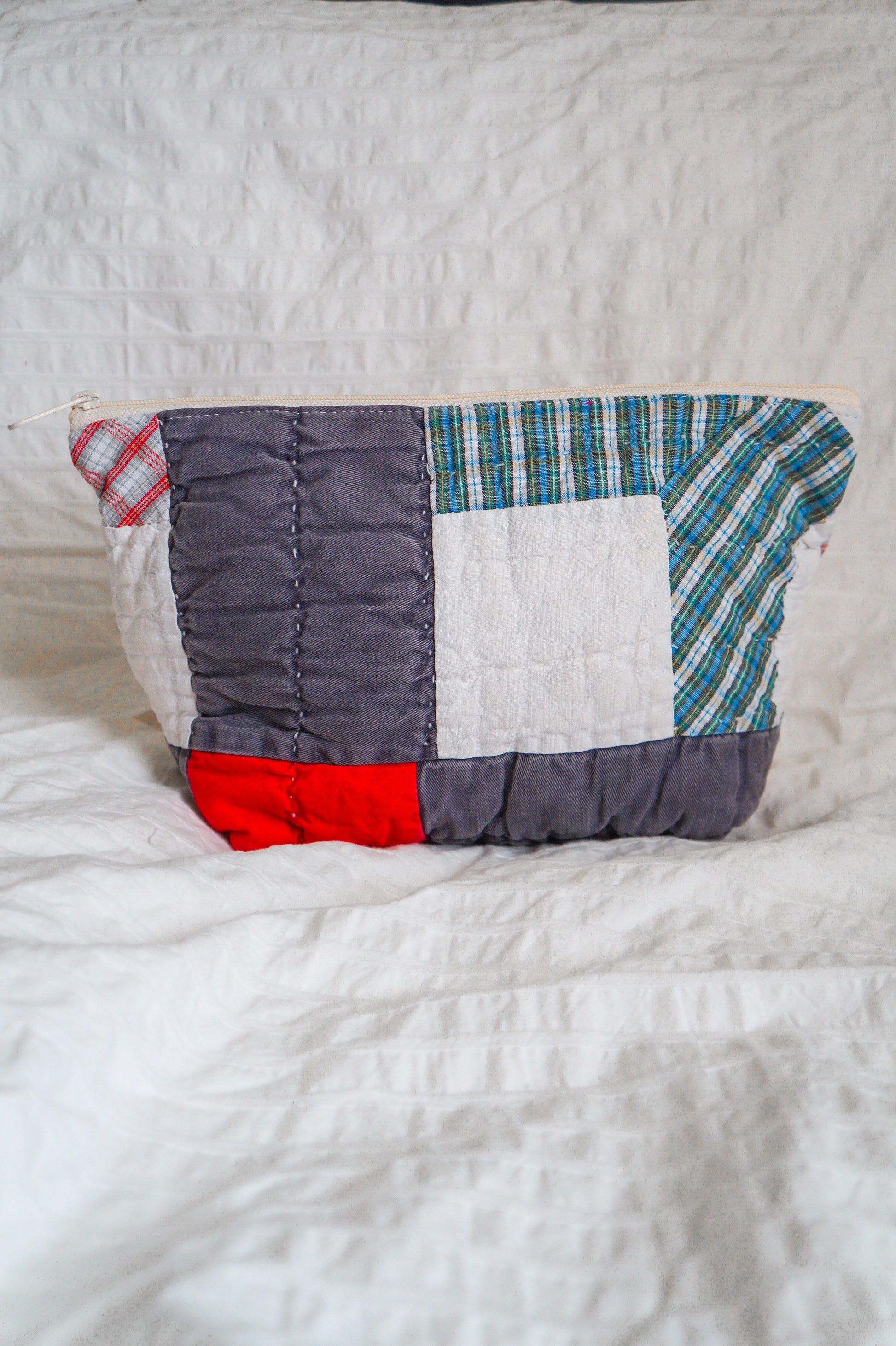 Handmade patchwork quilt triangle pouch
