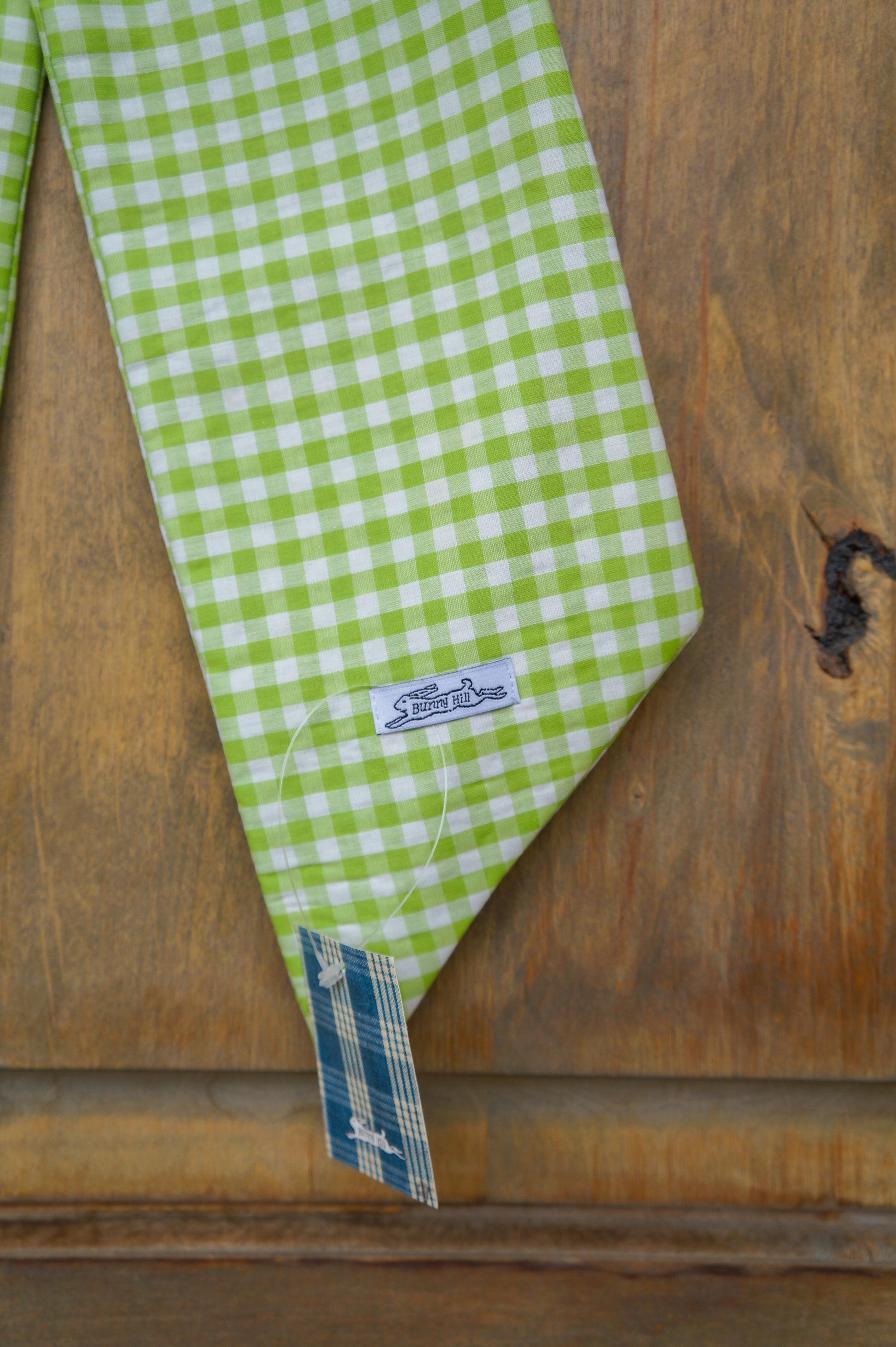 Handmade bow -light green gingham