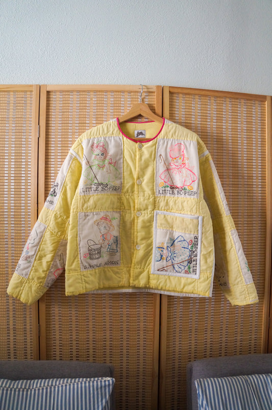 Handmade vintage storybook quilt jacket (M)