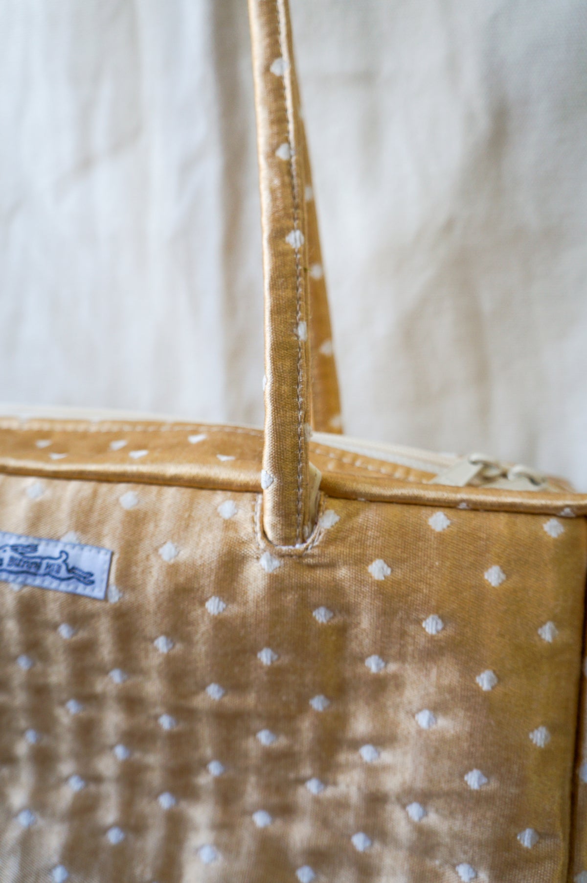 *PRE-ORDER* vintage blue polka dot bowler bag