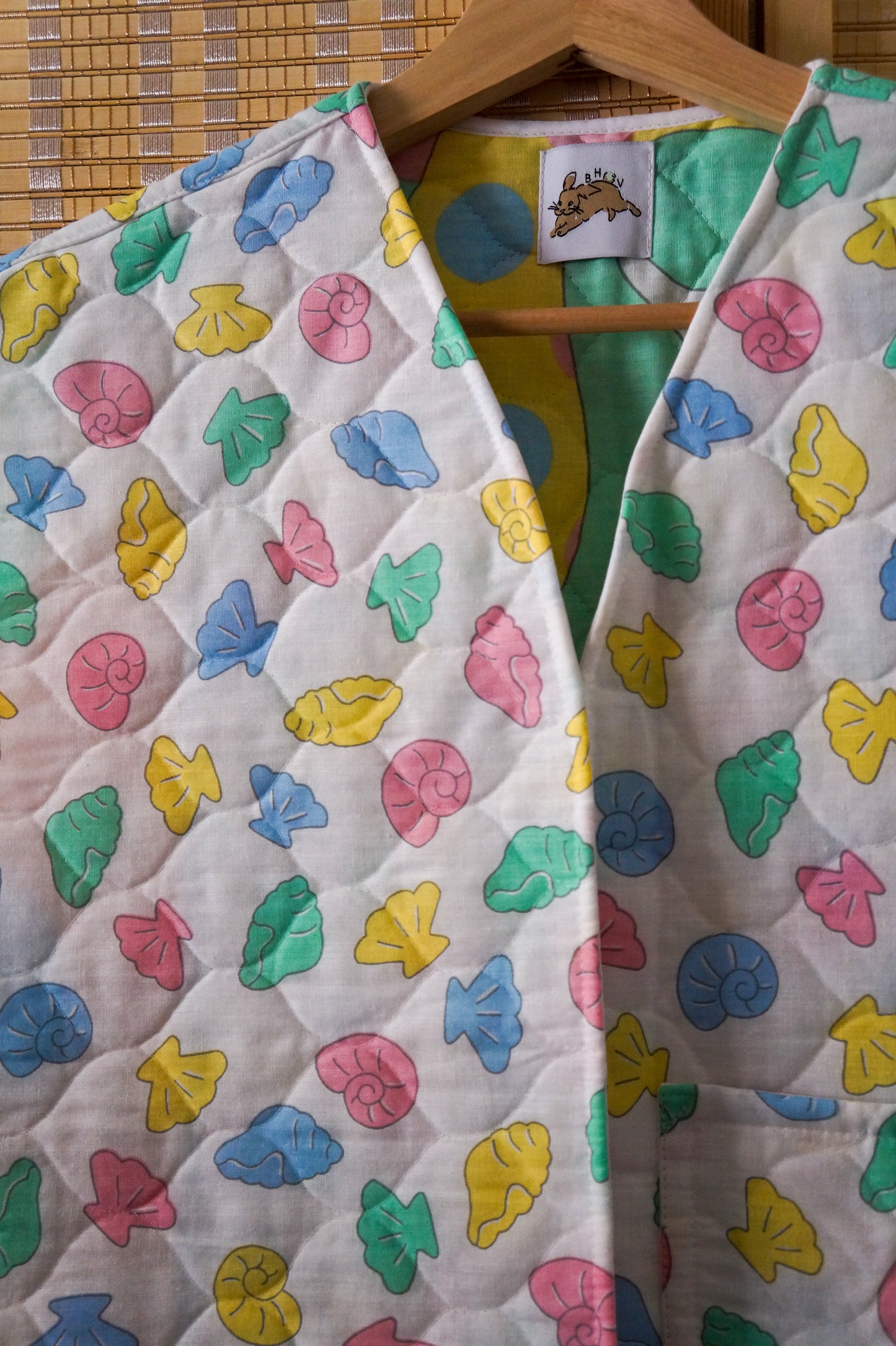 Handmade pastel sea shell quilt vest (S-M)