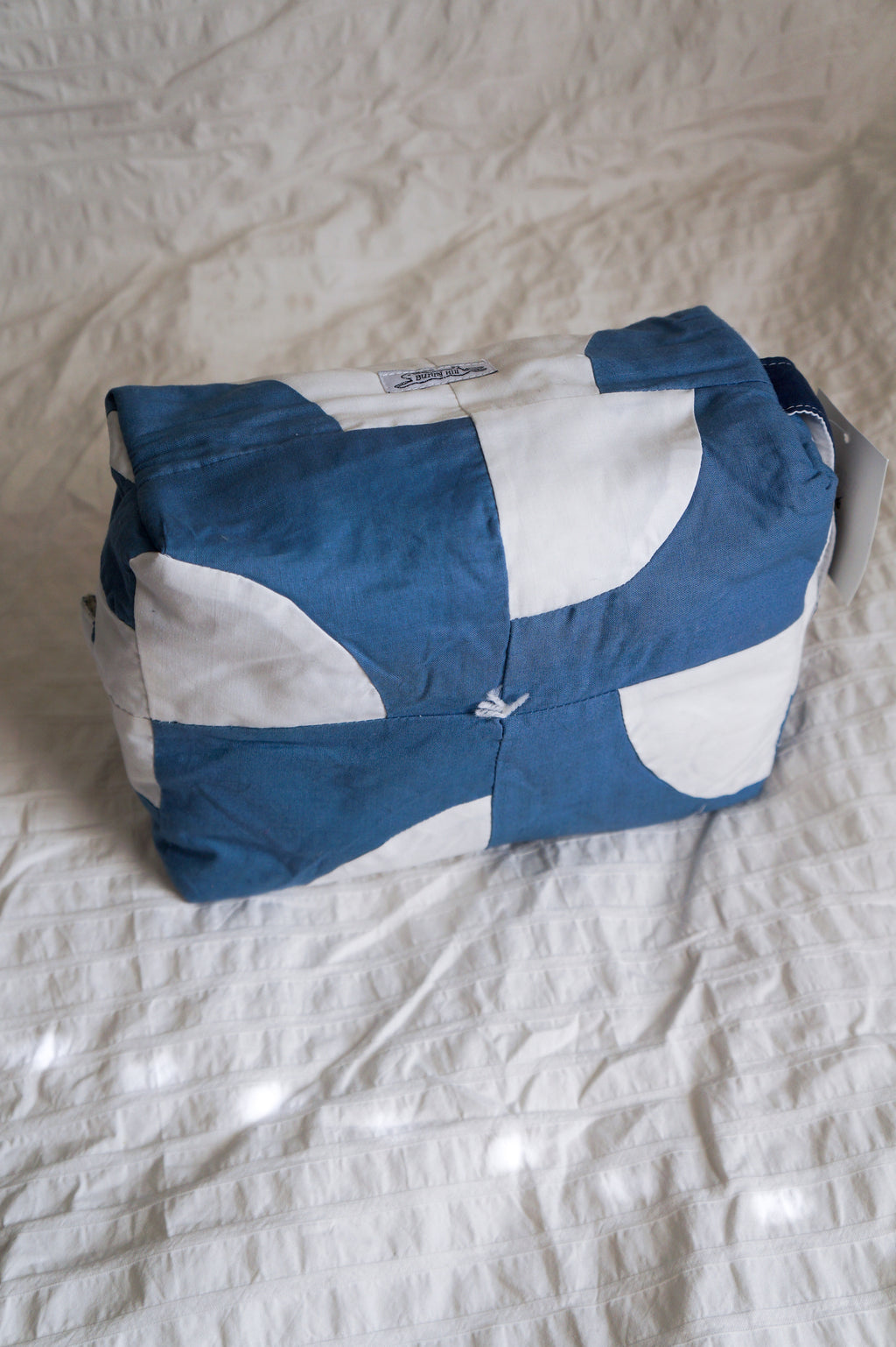 Handmade blue + white quilt jumbo box pouch