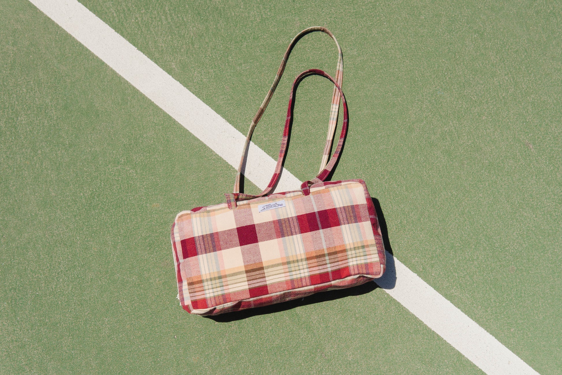 Handmade vtg plaid tablecloth bowler bag