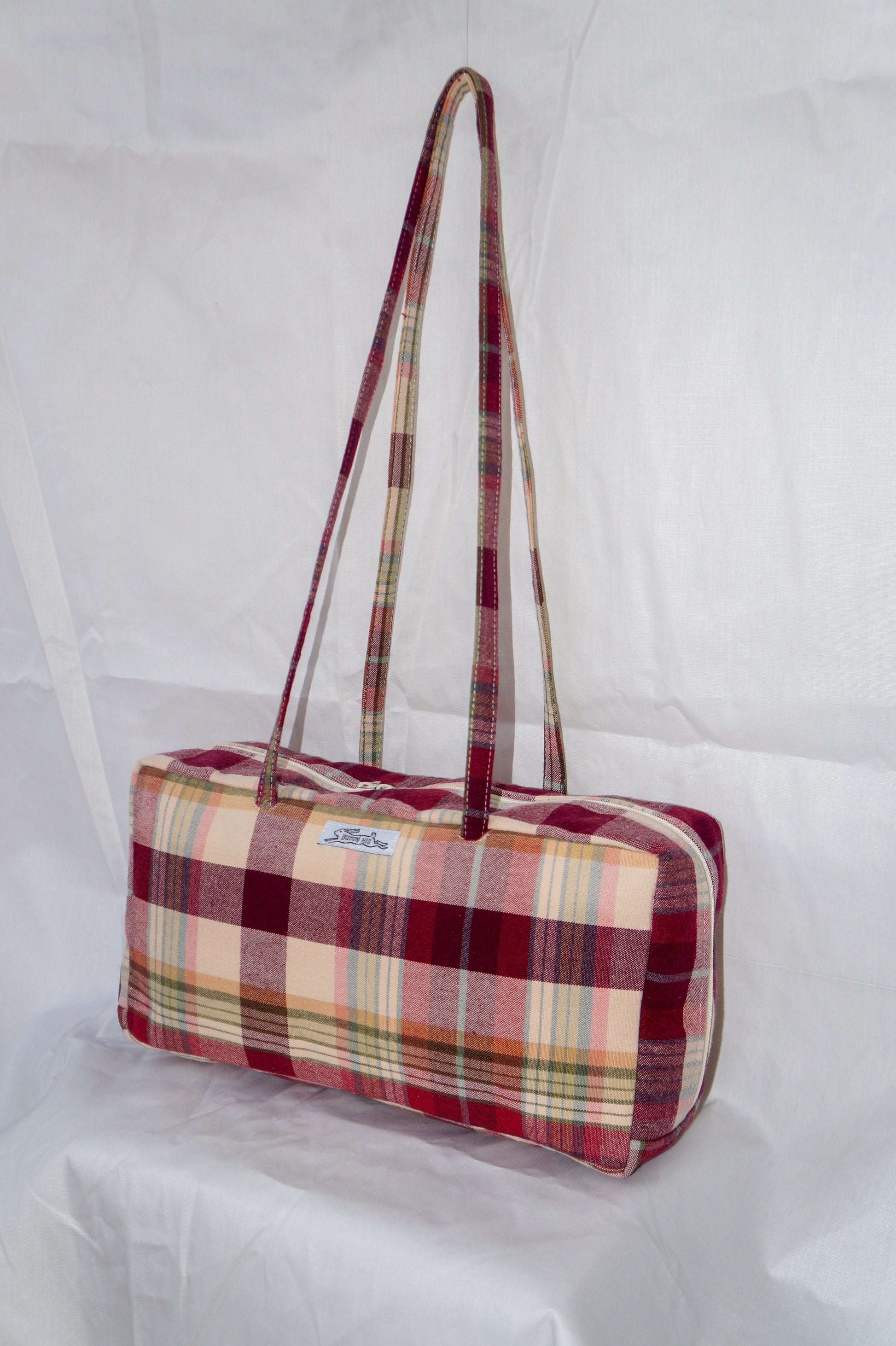 Handmade vtg plaid tablecloth bowler bag