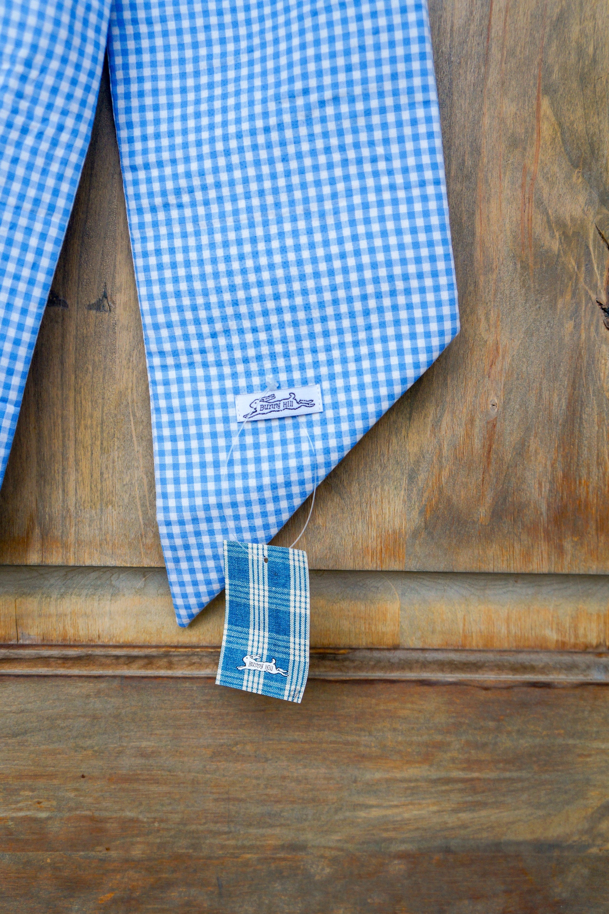 Handmade bow- baby blue gingham