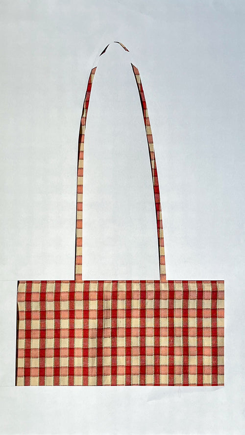 *PRE-ORDER* red and pink gingham upholstery bowler bag