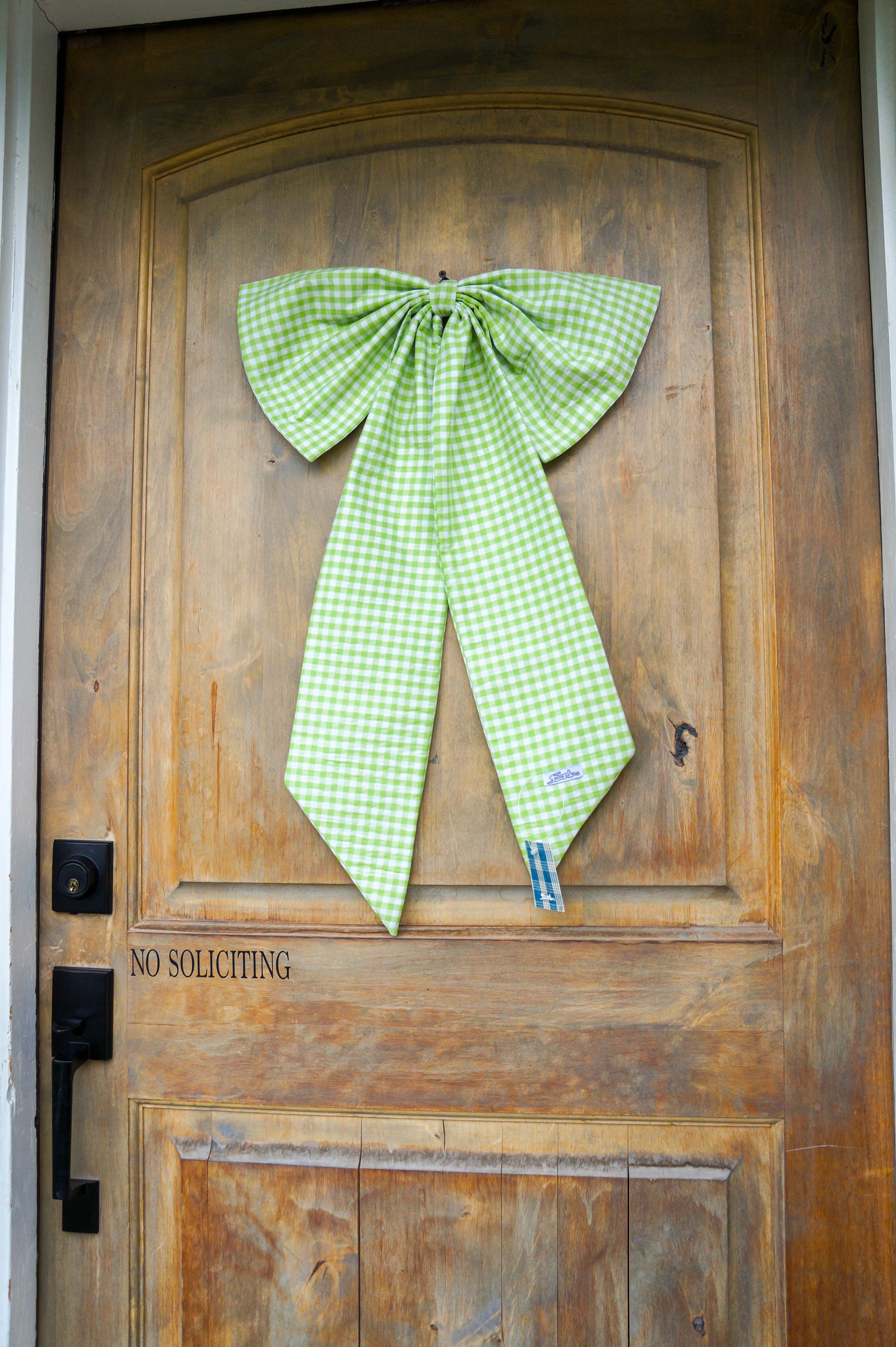 Handmade bow -light green gingham