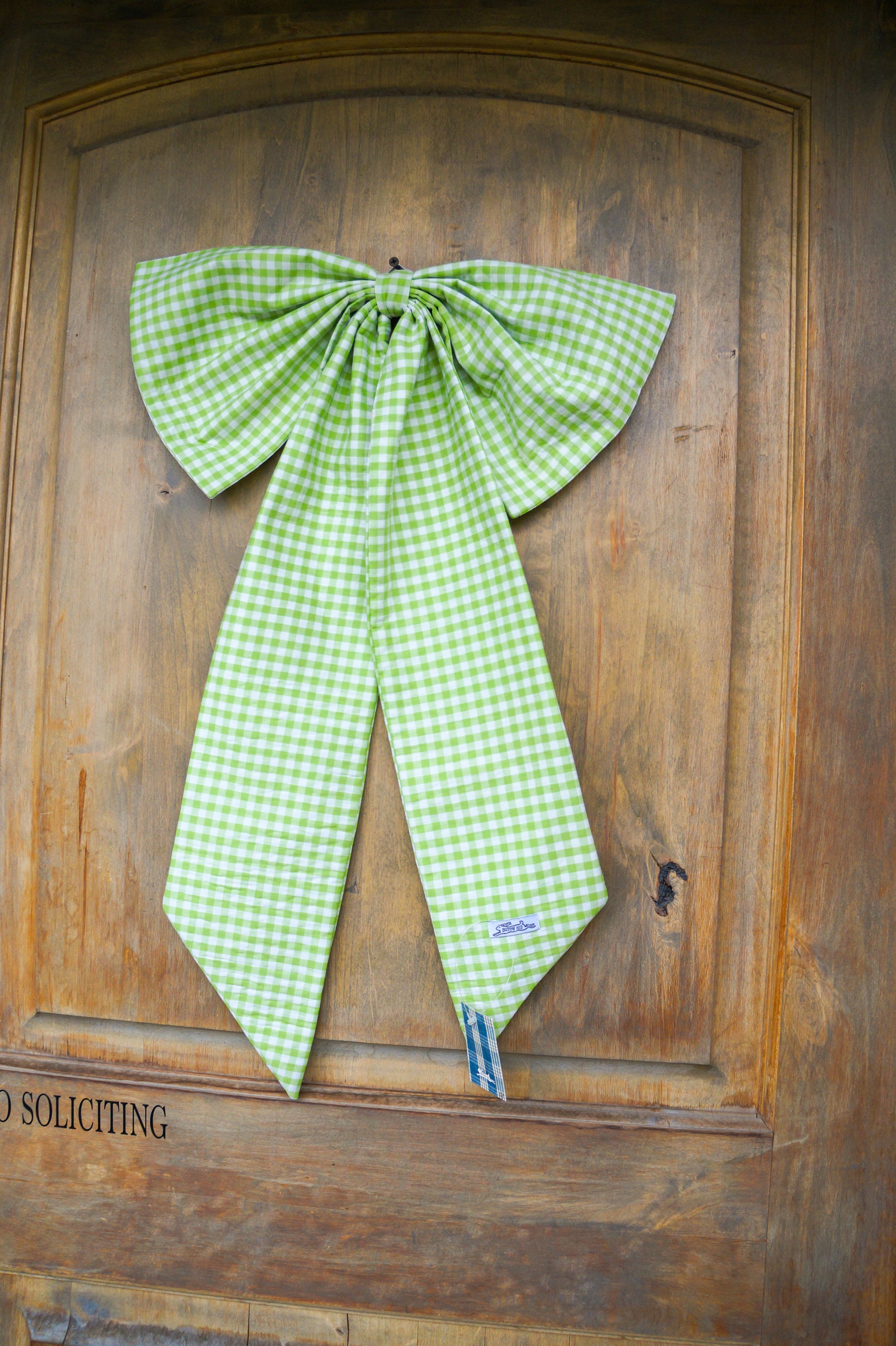 Handmade bow -light green gingham