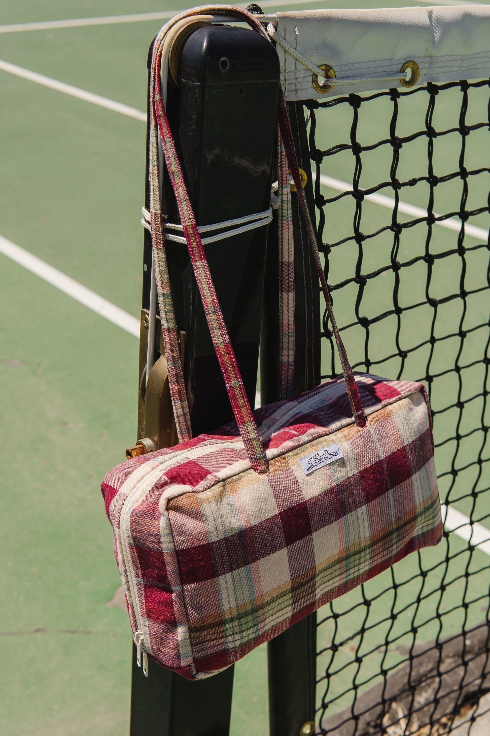 Handmade vtg plaid tablecloth bowler bag