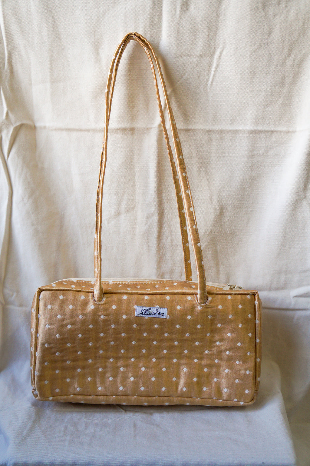 *PRE-ORDER* vintage blue polka dot bowler bag