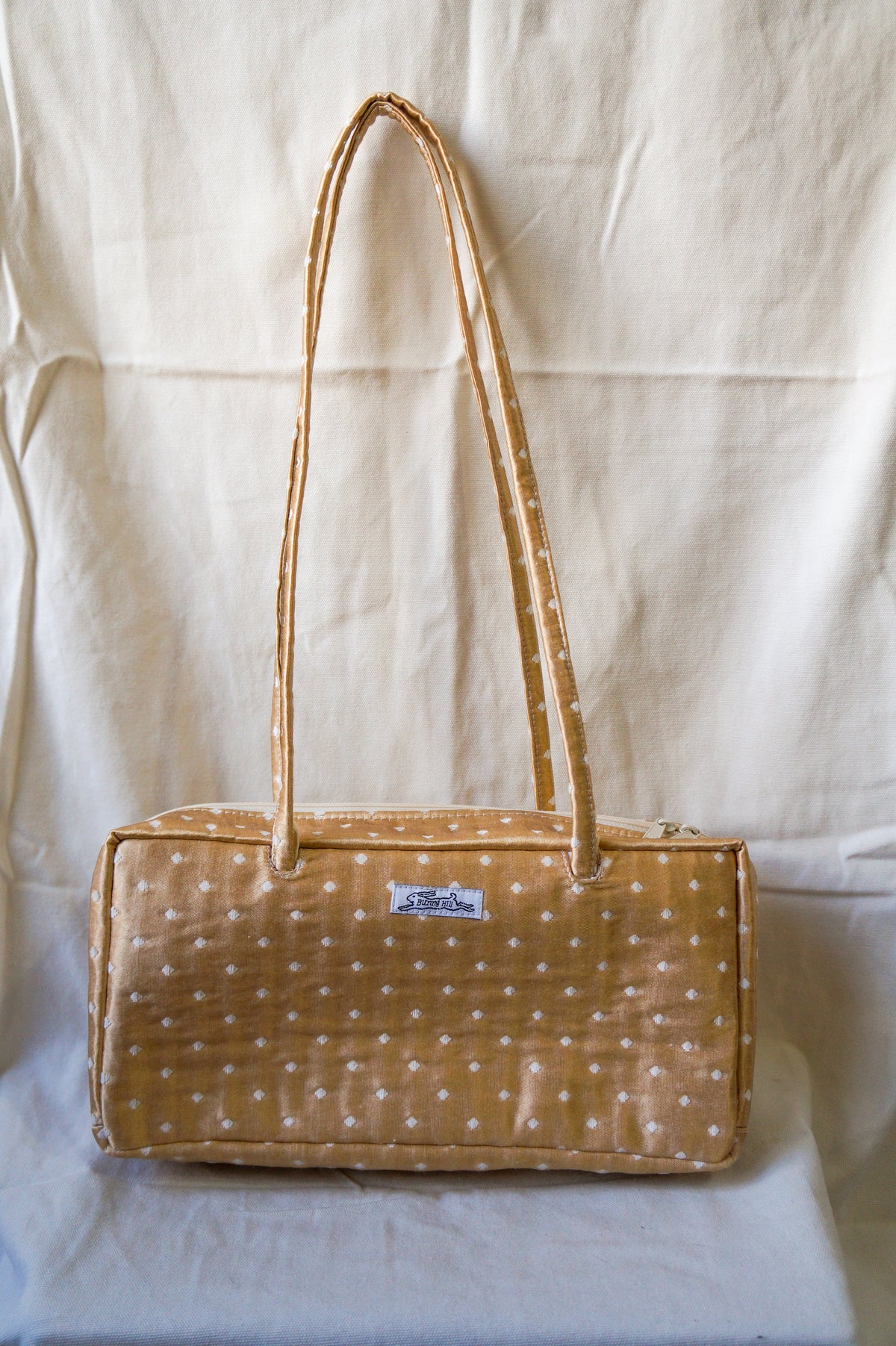 *PRE-ORDER* vintage blue polka dot bowler bag