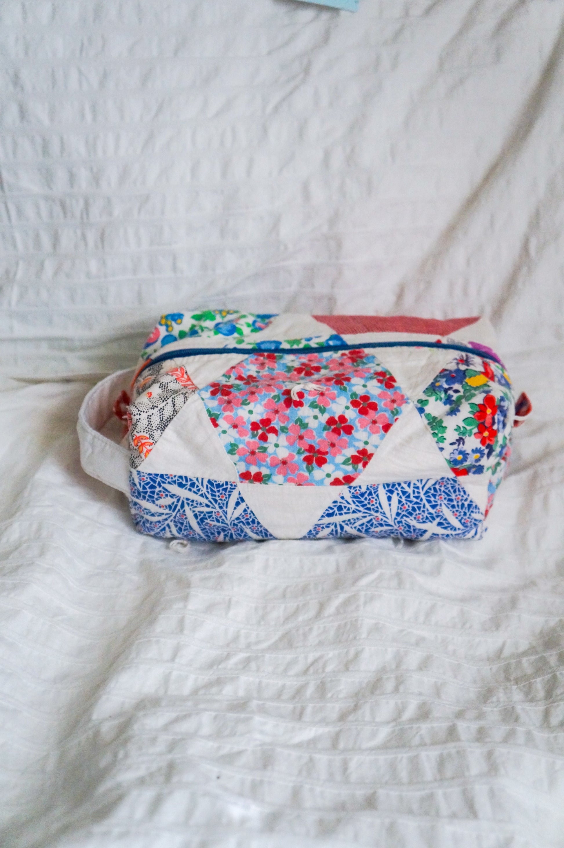 Handmade feed sack quilt regular box pouch
