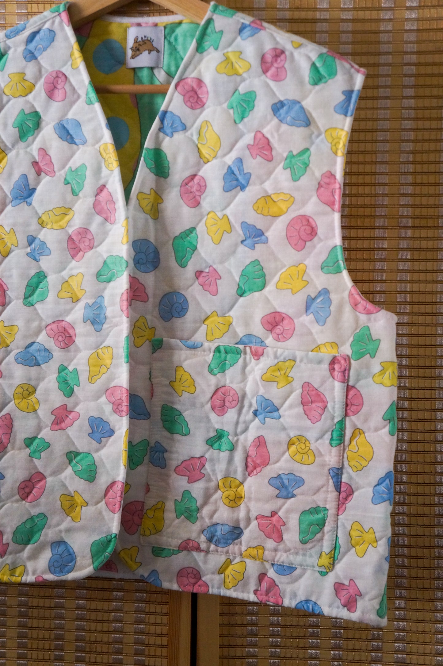 Handmade pastel sea shell quilt vest (S-M)