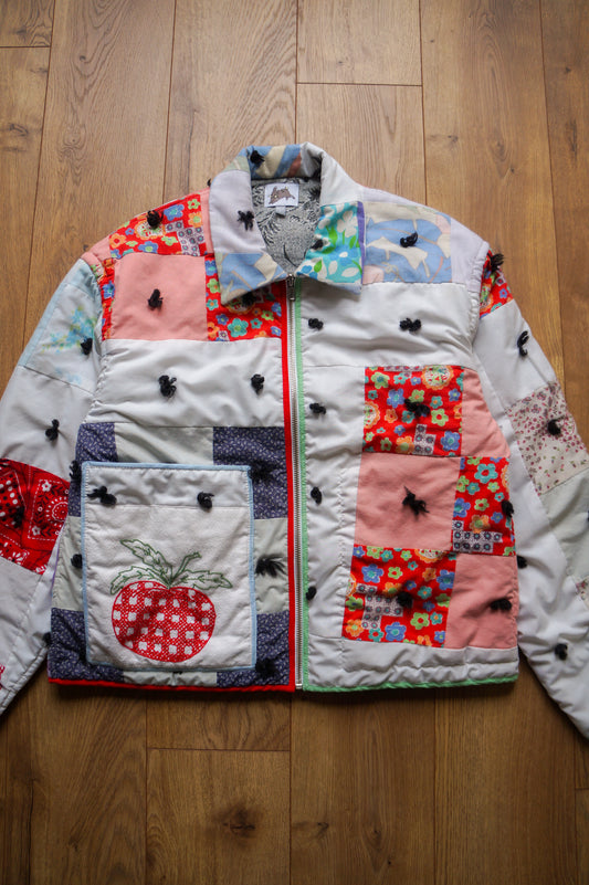 Handmade patchwork tomato quilt coat (S)
