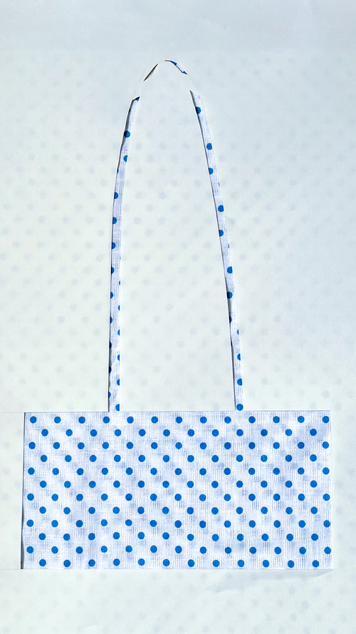 *PRE-ORDER* vintage blue polka dot bowler bag