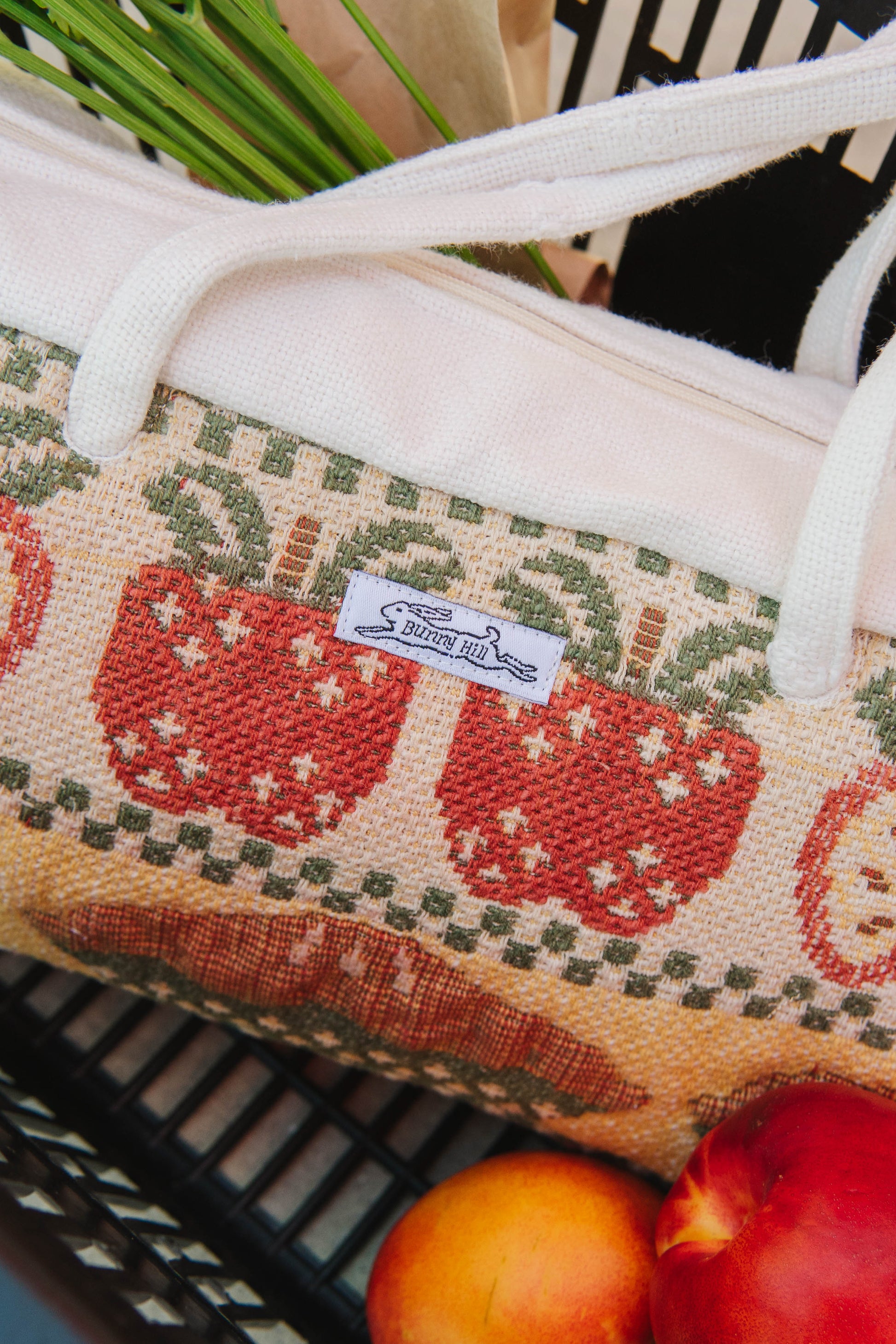 Handmade woven apple pie placemat embroidery bowler bag