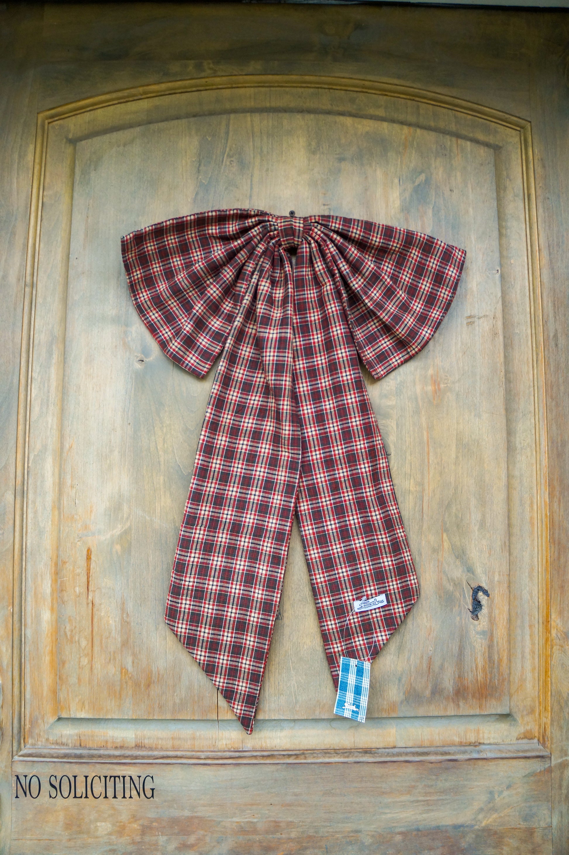 Handmade bow- burgundy plaid