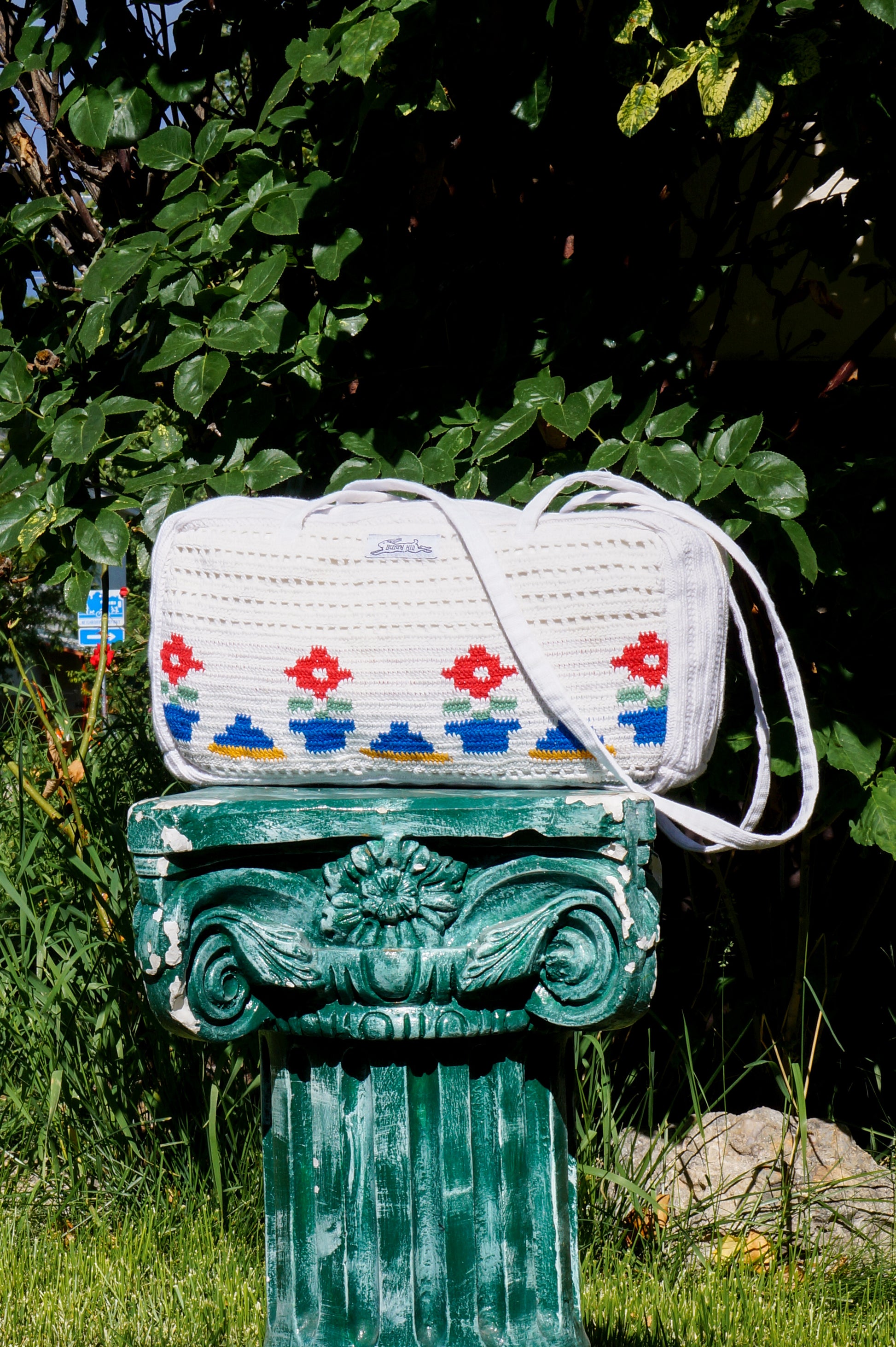 Handmade one of a kind flower pot bowler bag