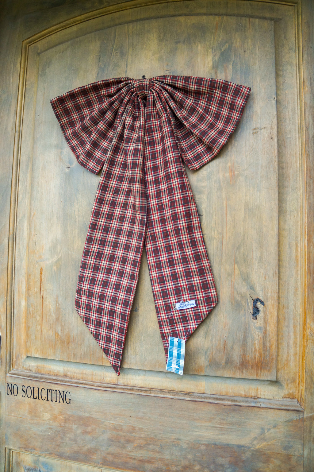 Handmade bow- burgundy plaid