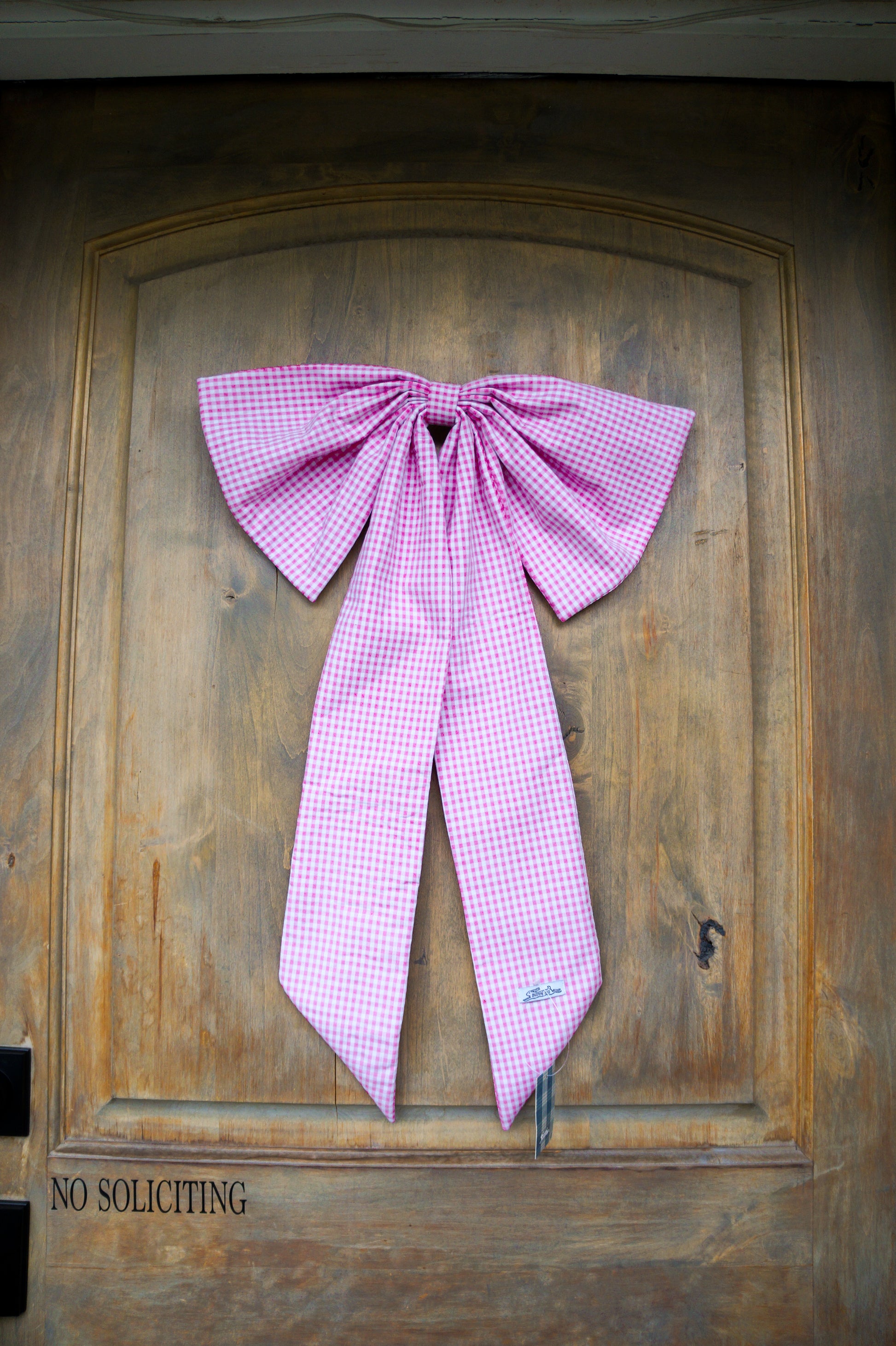 Handmade bow- baby pink gingham