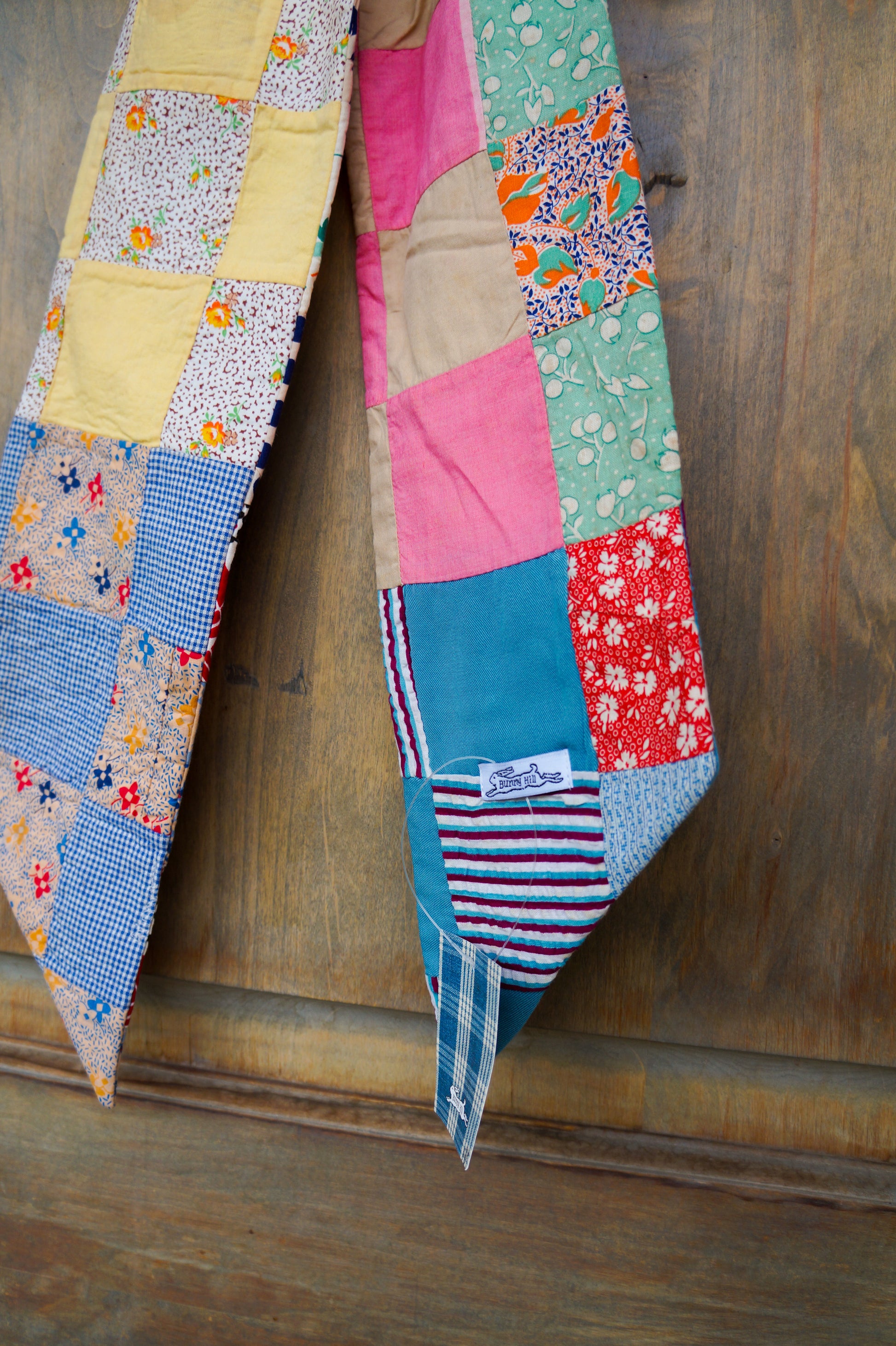 Handmade bow- vintage feed sack quilt top