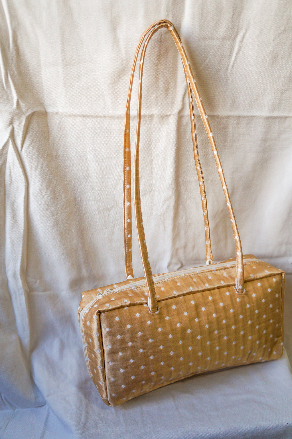*PRE-ORDER* vintage blue polka dot bowler bag