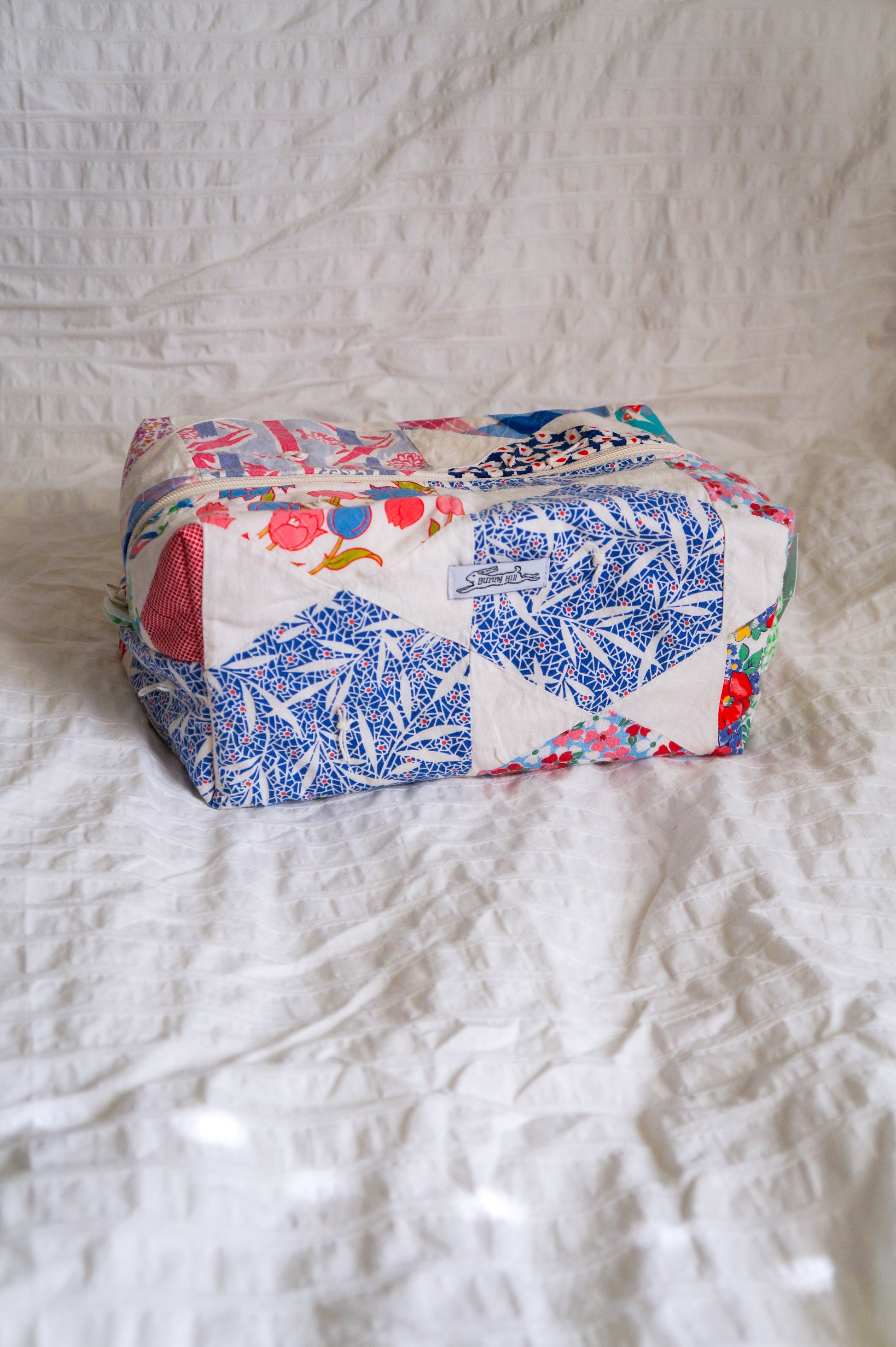 Handmade feed sack quilt jumbo box pouch