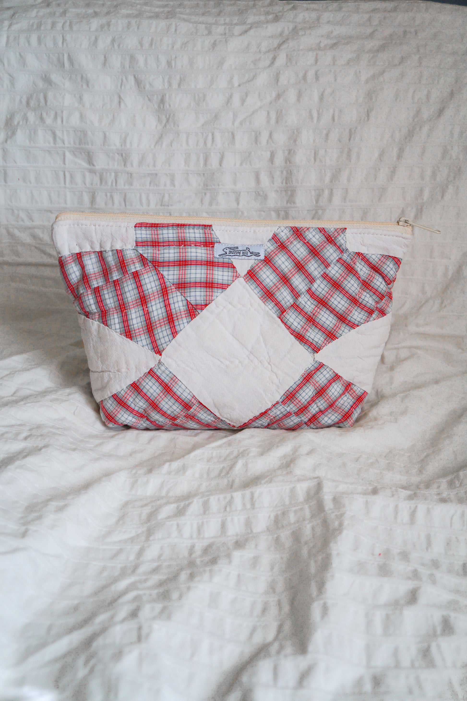 Handmade patchwork quilt triangle pouch