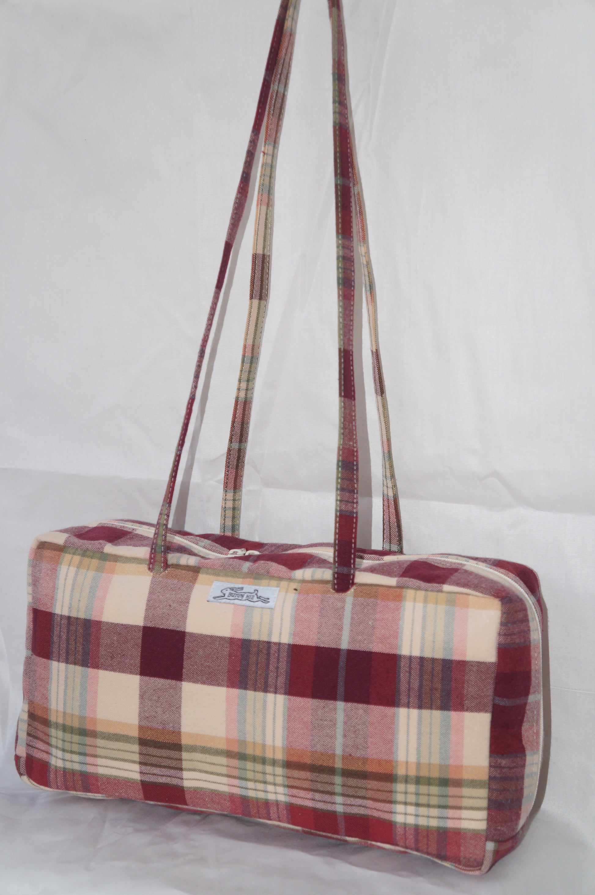 Handmade vtg plaid tablecloth bowler bag