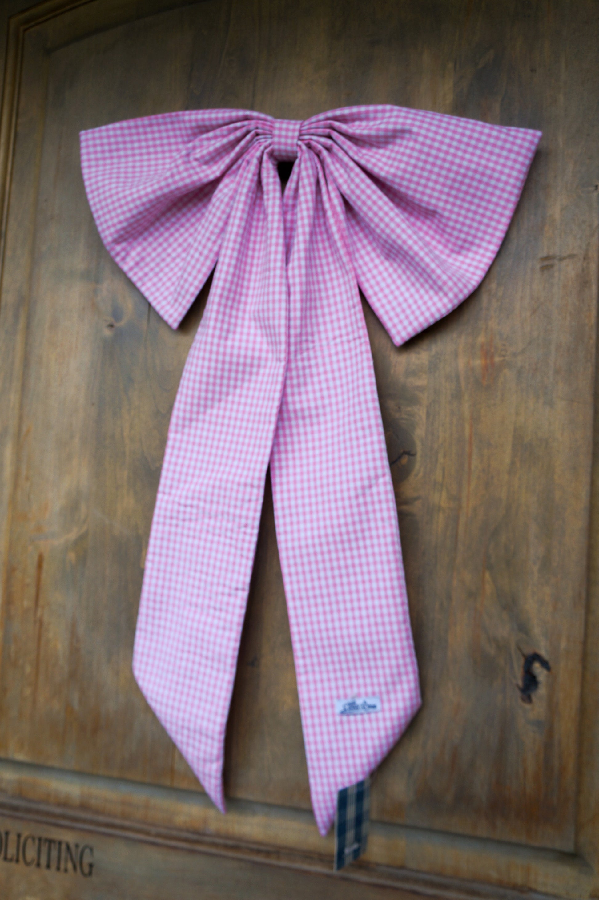 Handmade bow- baby pink gingham