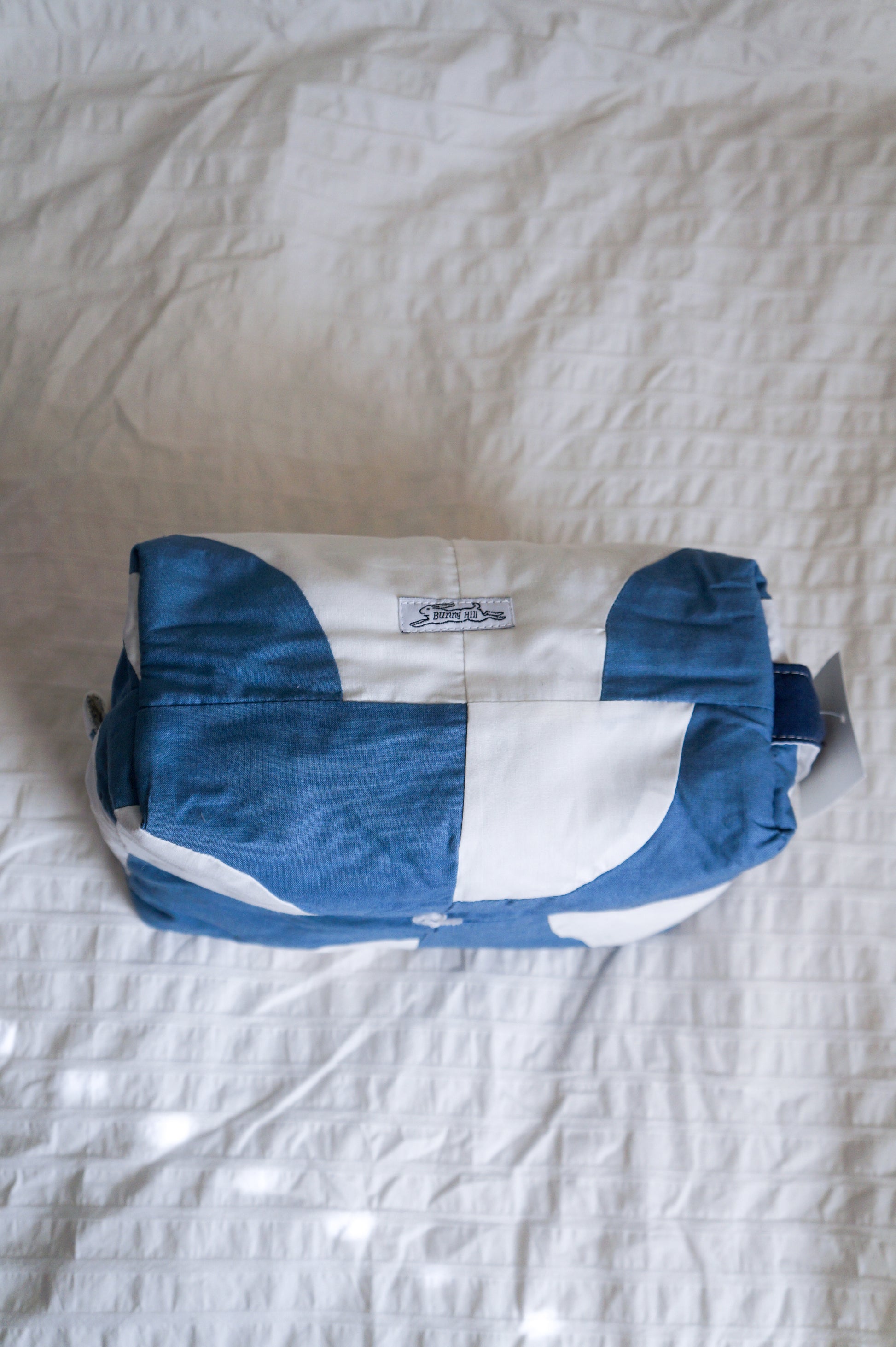 Handmade blue + white quilt jumbo box pouch