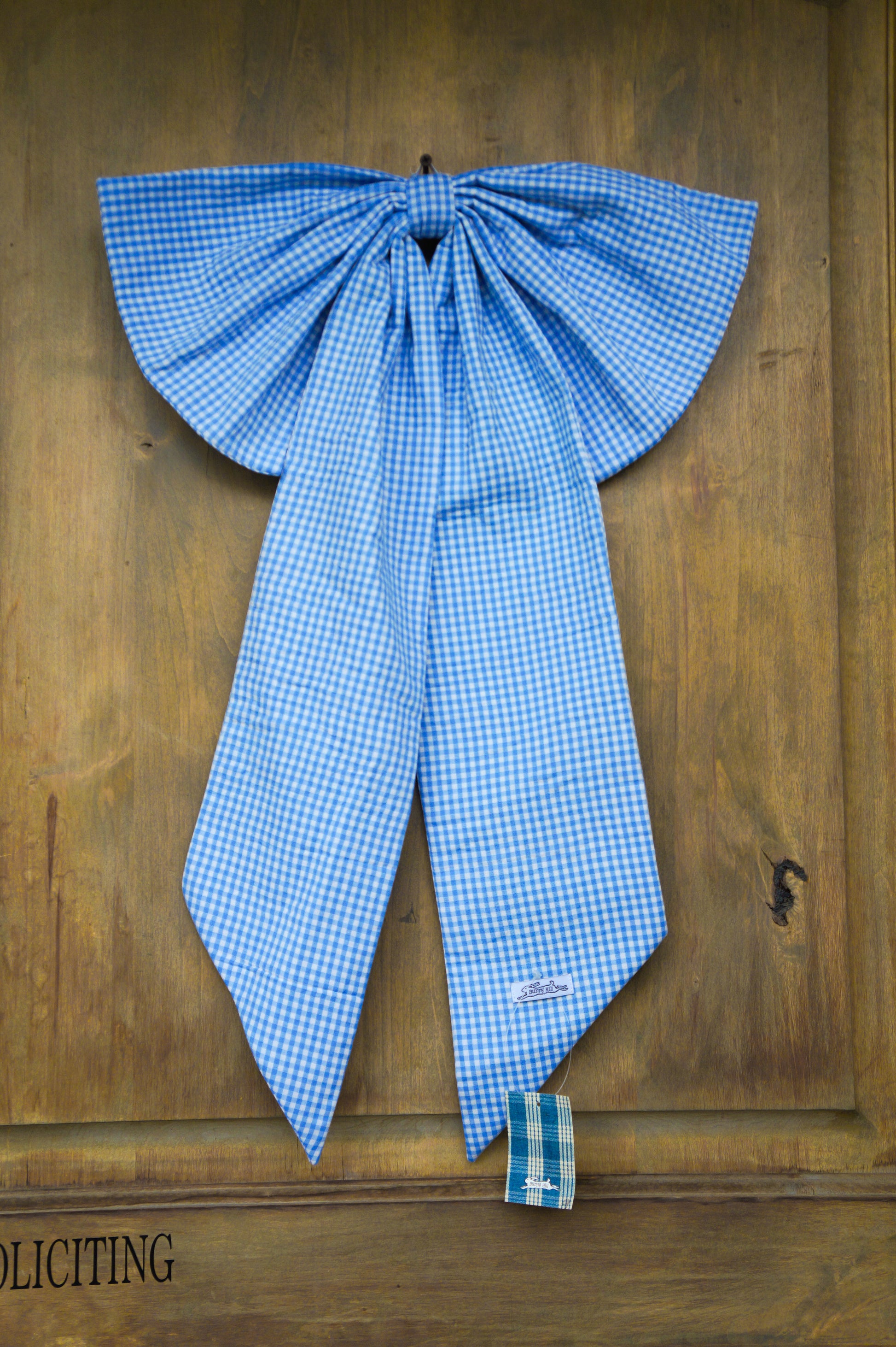 Handmade bow- baby blue gingham