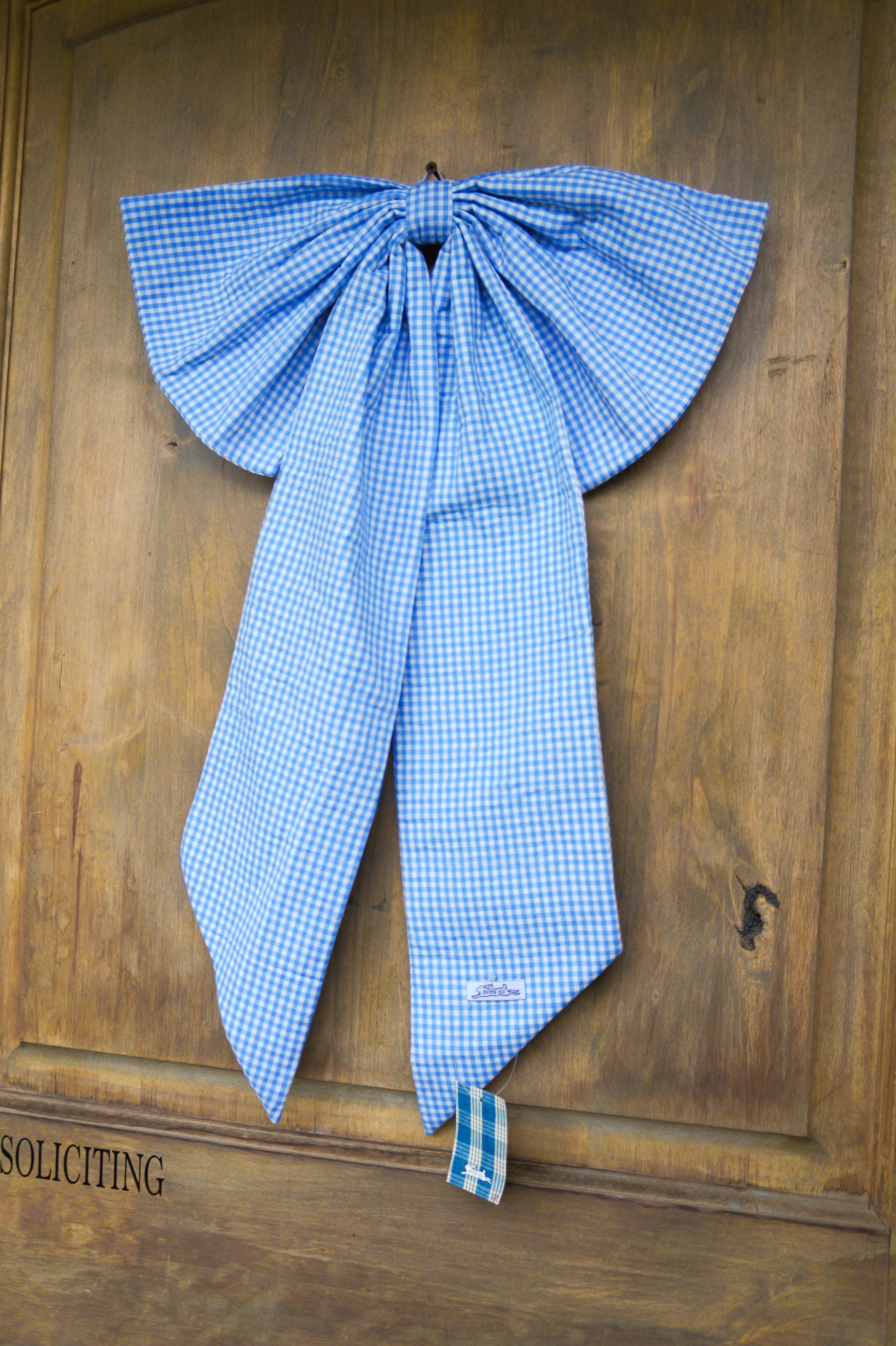 Handmade bow- baby blue gingham
