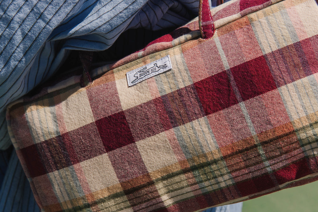Handmade vtg plaid tablecloth bowler bag