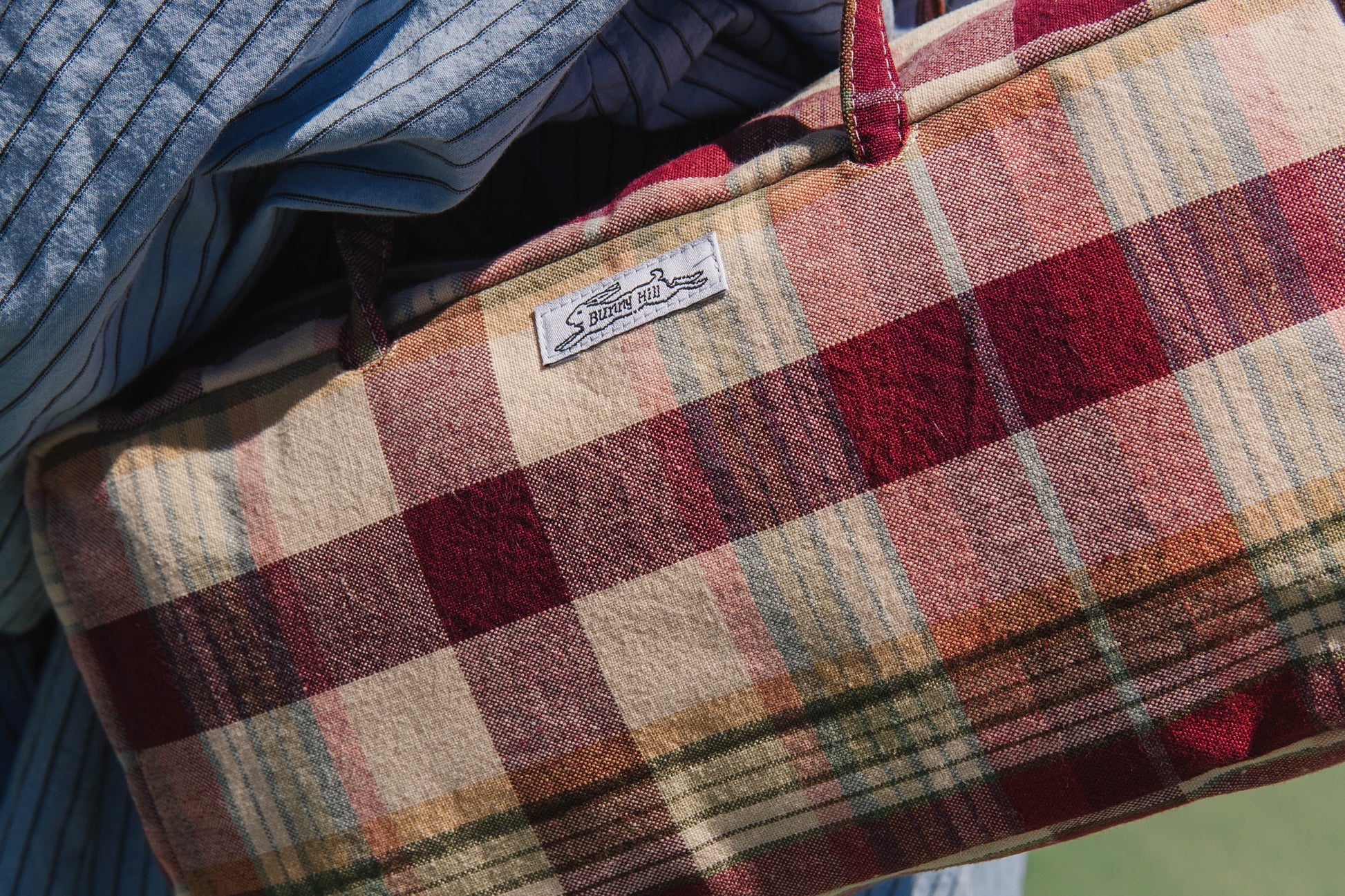 Handmade vtg plaid tablecloth bowler bag