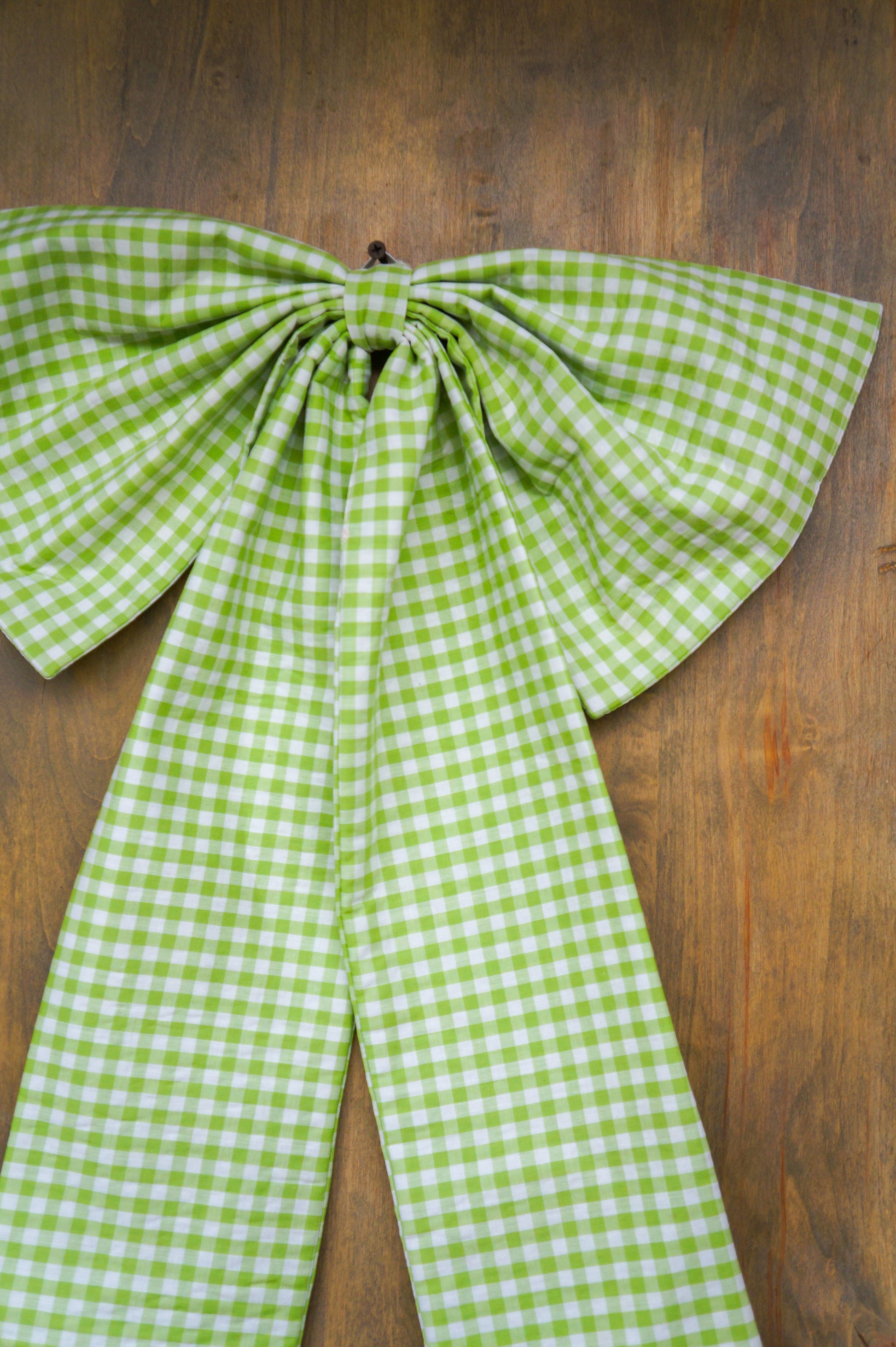Handmade bow -light green gingham
