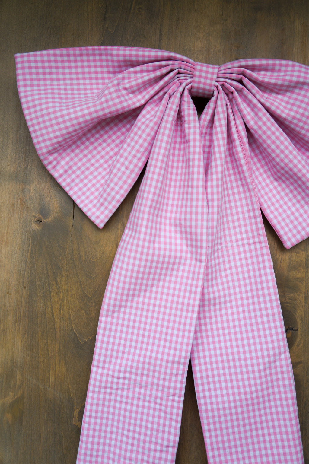 Handmade bow- baby pink gingham