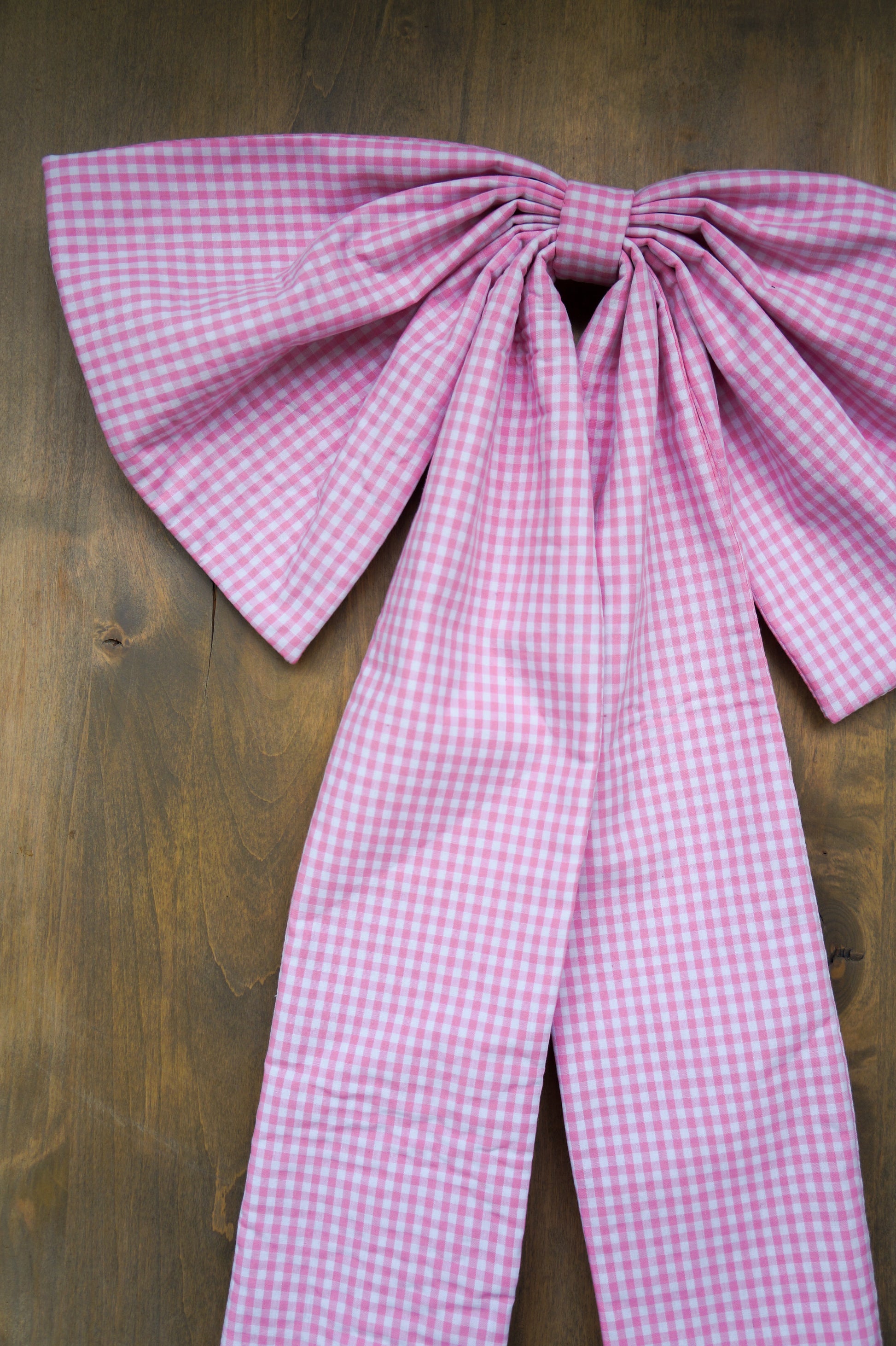 Handmade bow- baby pink gingham