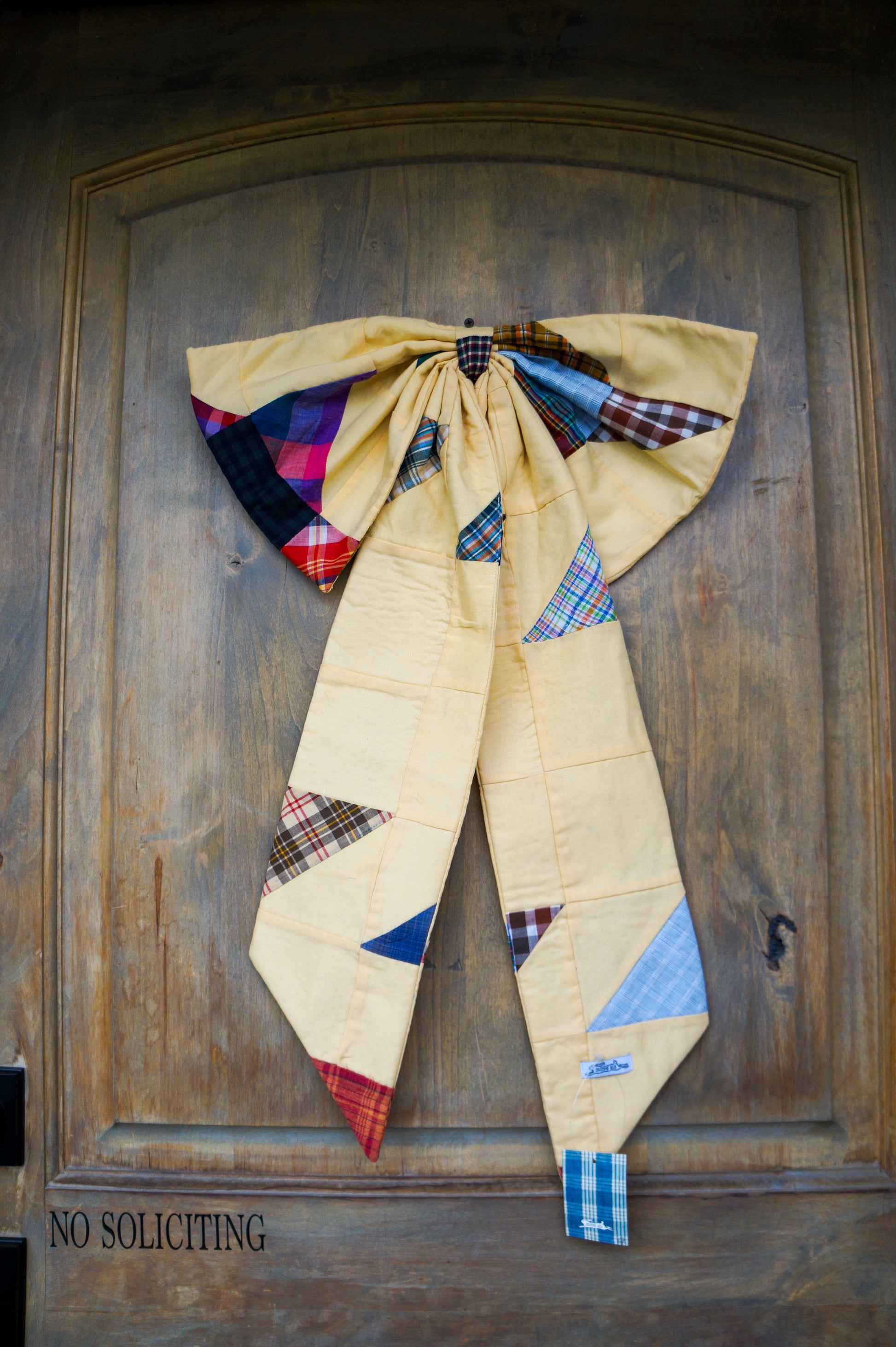 Handmade bow- yellow plaid quilt top