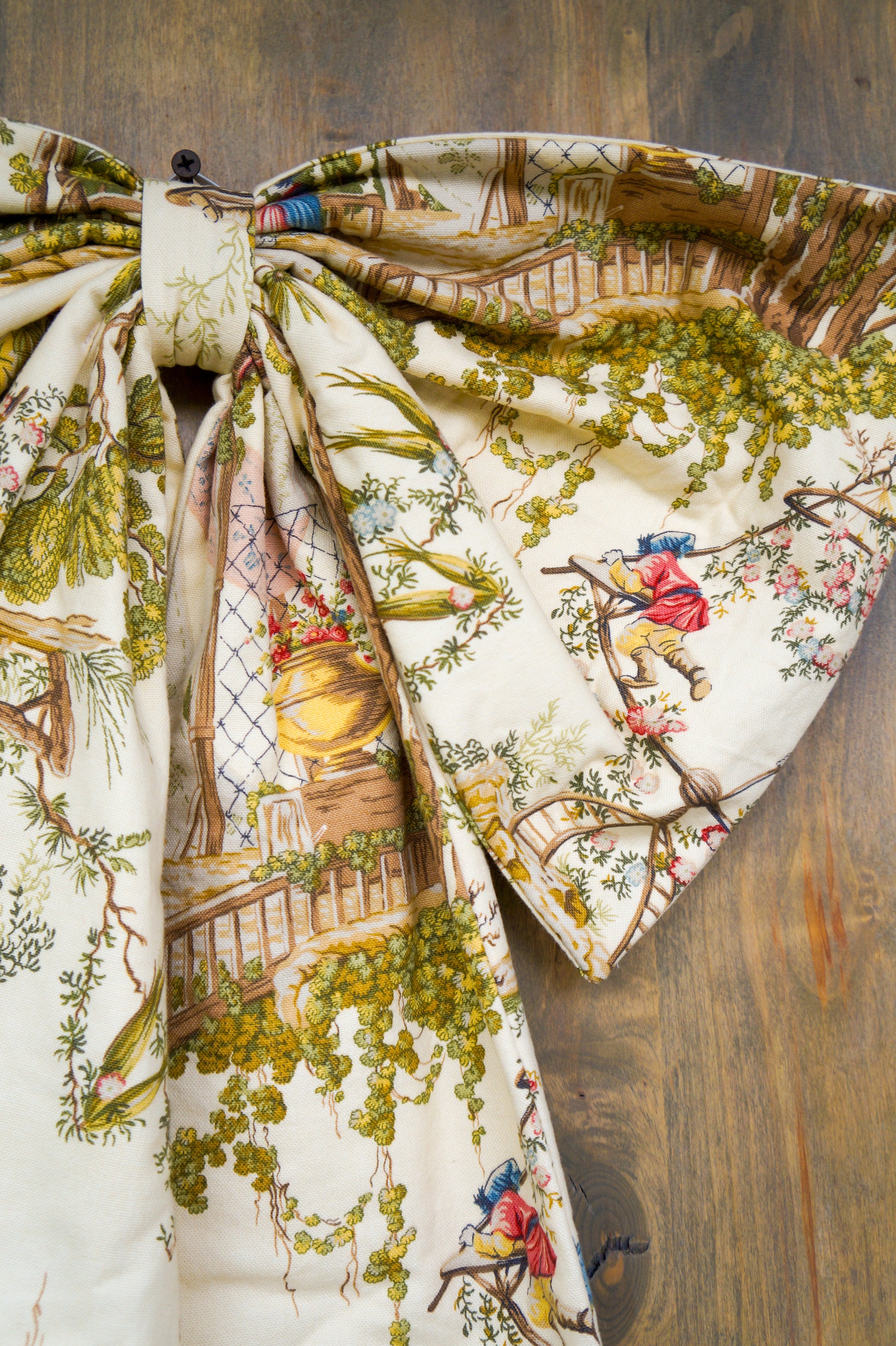 Handmade bow - vintage toile canvas