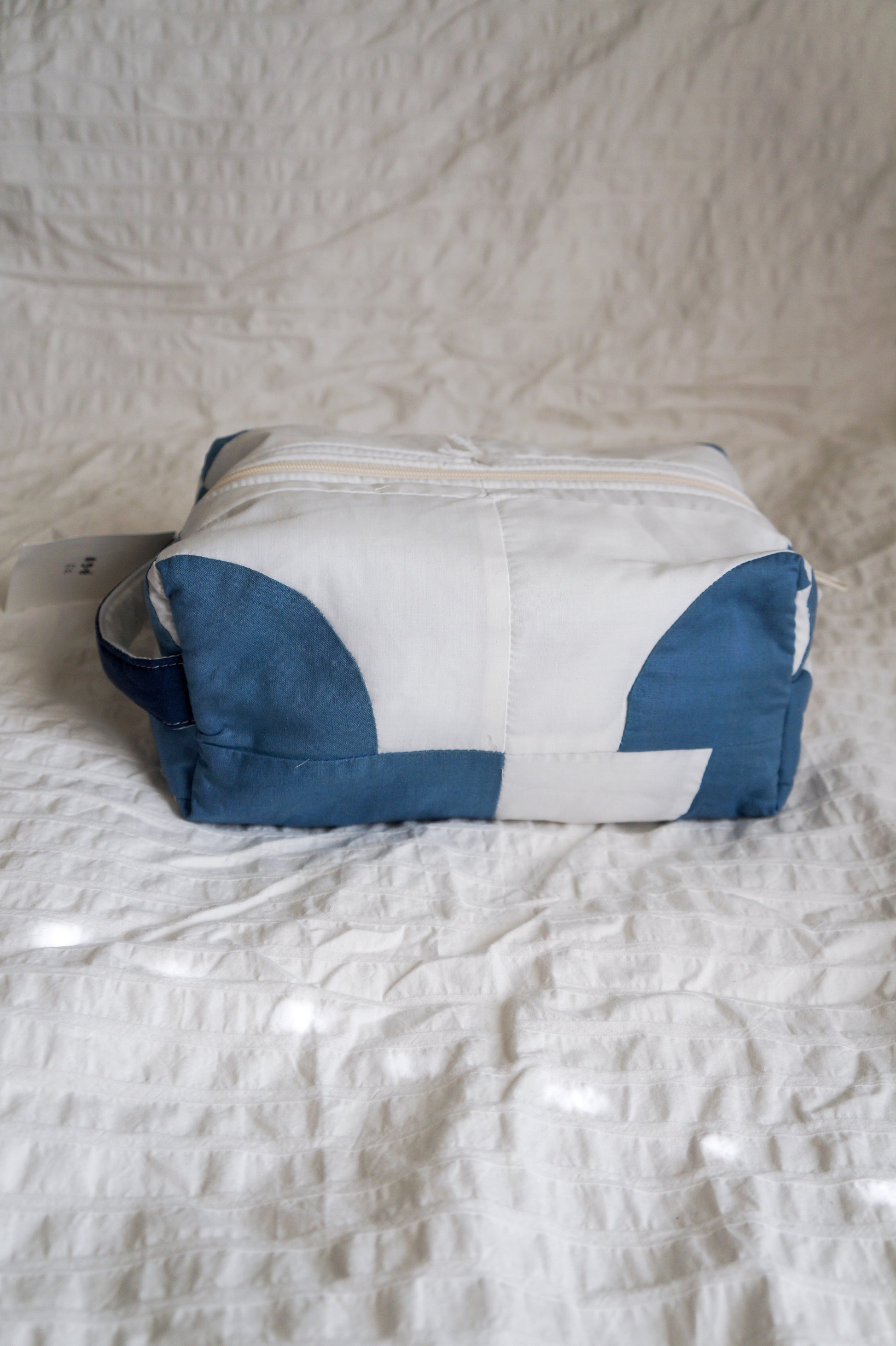 Handmade blue + white quilt jumbo box pouch