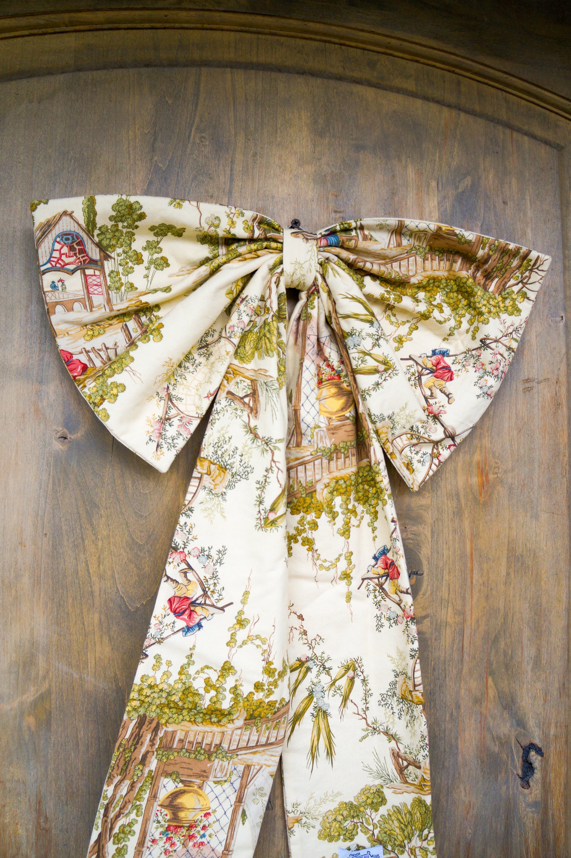 Handmade bow - vintage toile canvas