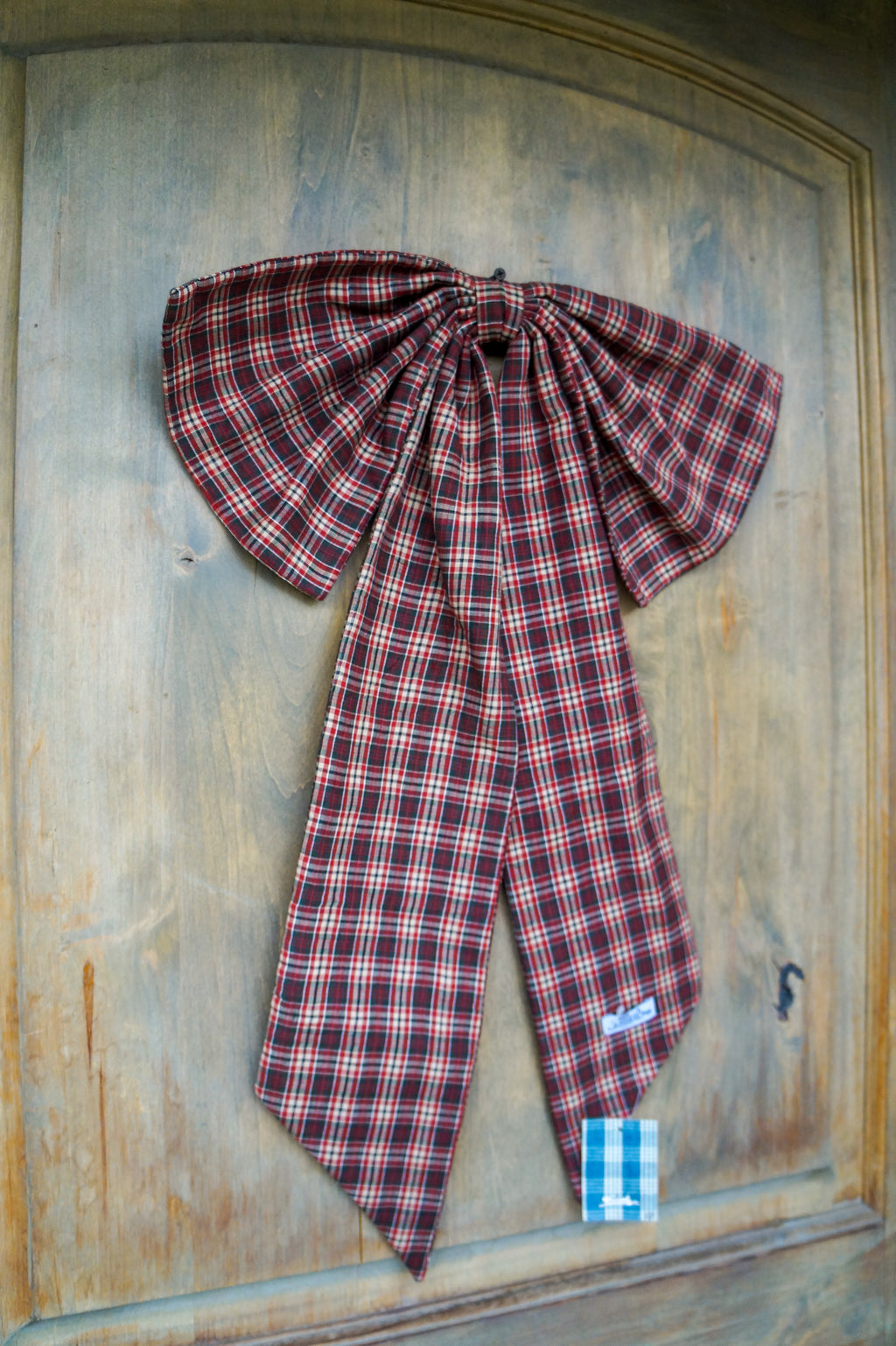 Handmade bow- burgundy plaid