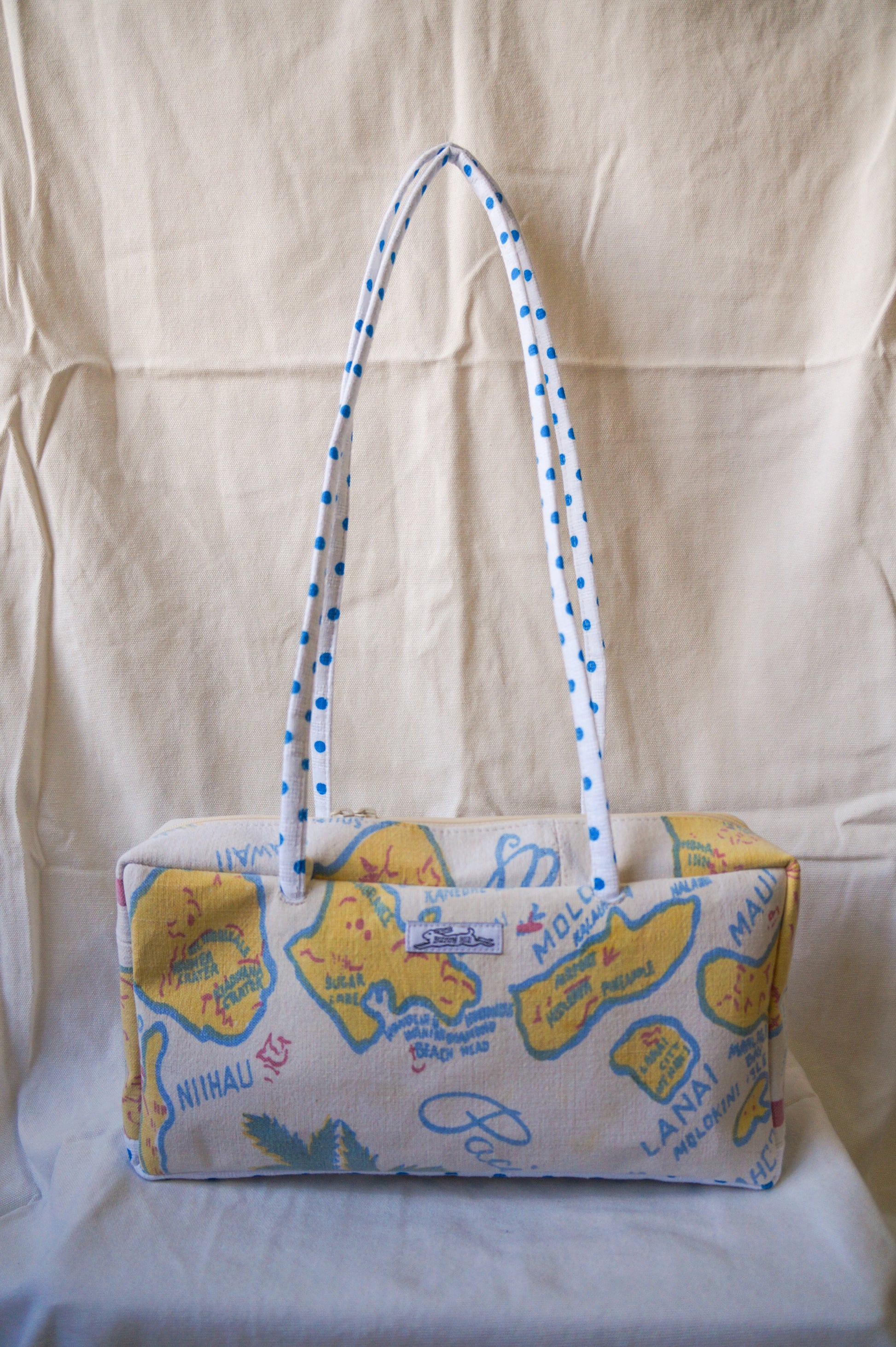 Handmade 1/1 vintage Hawaii graphic bowler bag