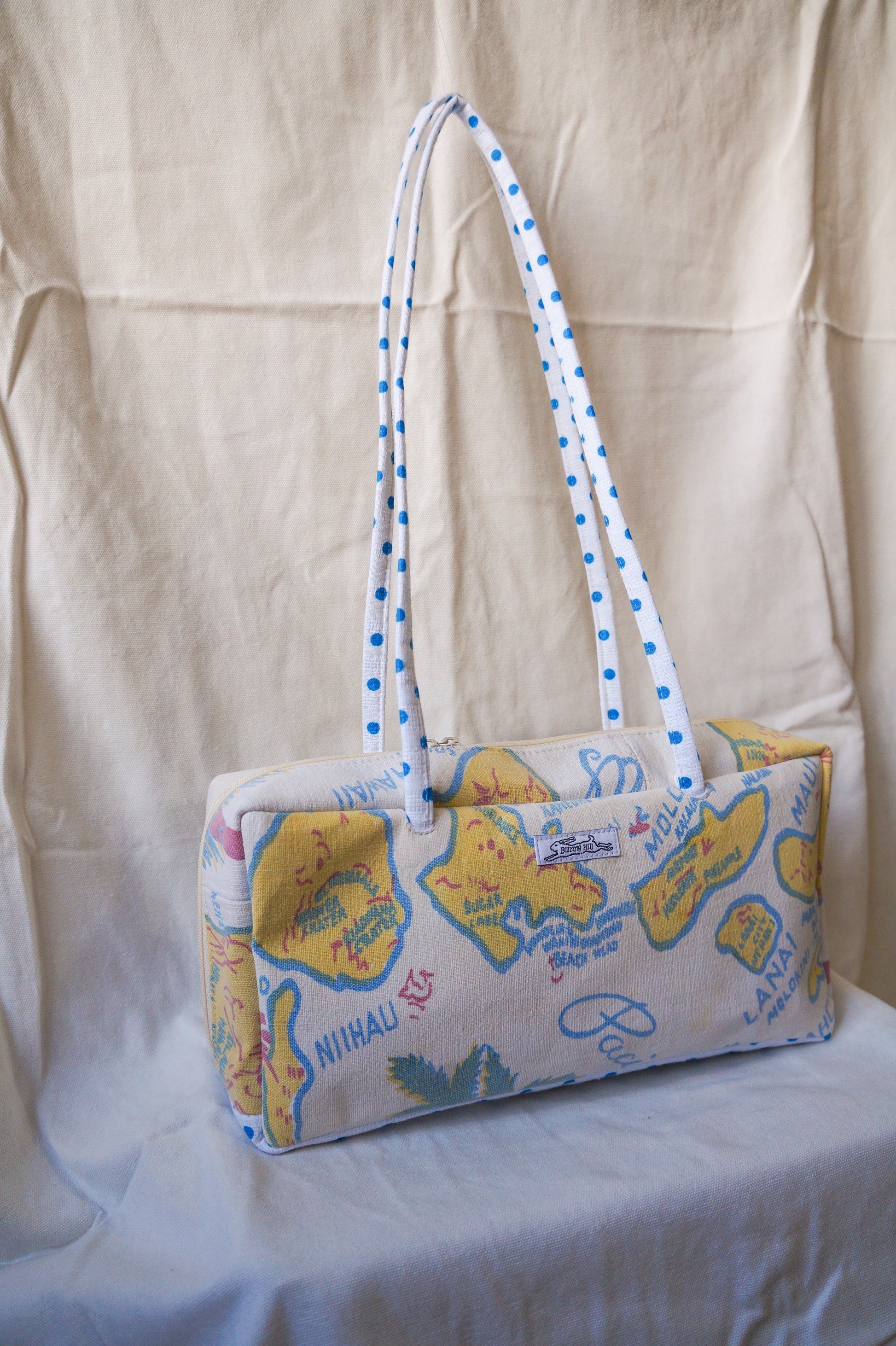 Handmade 1/1 vintage Hawaii graphic bowler bag